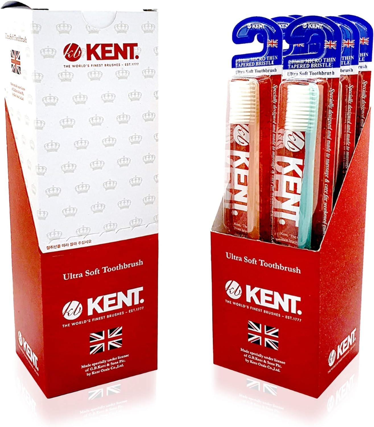 [KENT] CLASSIC Medium Head Extra Soft Toothbrush, Sensitive Teeth & Gums for Adults & Teens – (Set of 6)