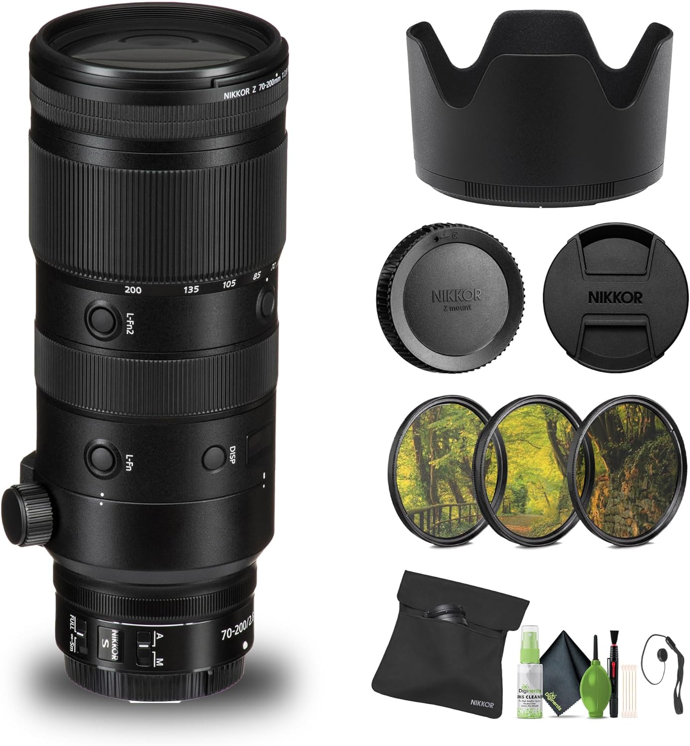 Nikon NIKKOR Z 70-200mm f/2.8 VR S Optical Telephoto Zoom Lens Z Cameras (20091) + Filter Kit + Cap Keeper + Cleaning Kit