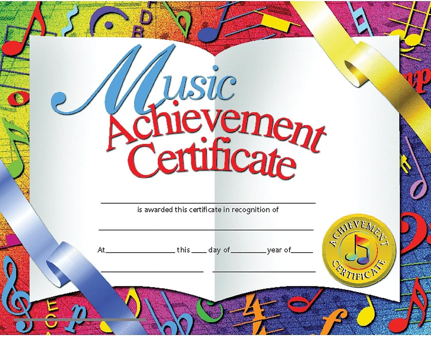 HAYES SCHOOL PUBLISHING Music Achievement Certificate, 8.5″ x 11″, Pack of 30, Multi