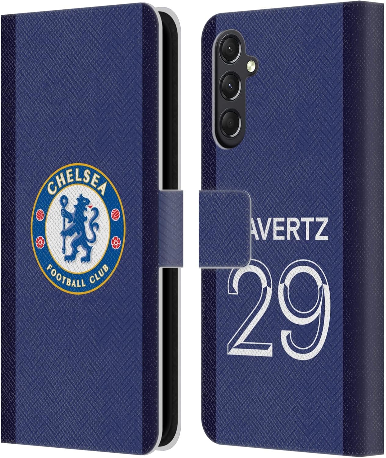 Head Case Designs Officially Licensed Chelsea Football Club Kai Havertz 2020/21 Players Home Kit Group 1 Leather Book Flip Case Cover Compatible with Samsung Galaxy A24 4G / Galaxy M34 5G