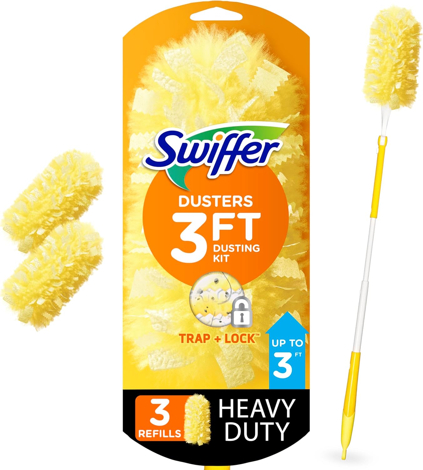 Swiffer Duster Heavy Duty 3 ft Extendable Handle Starter Kit with 3 Refills