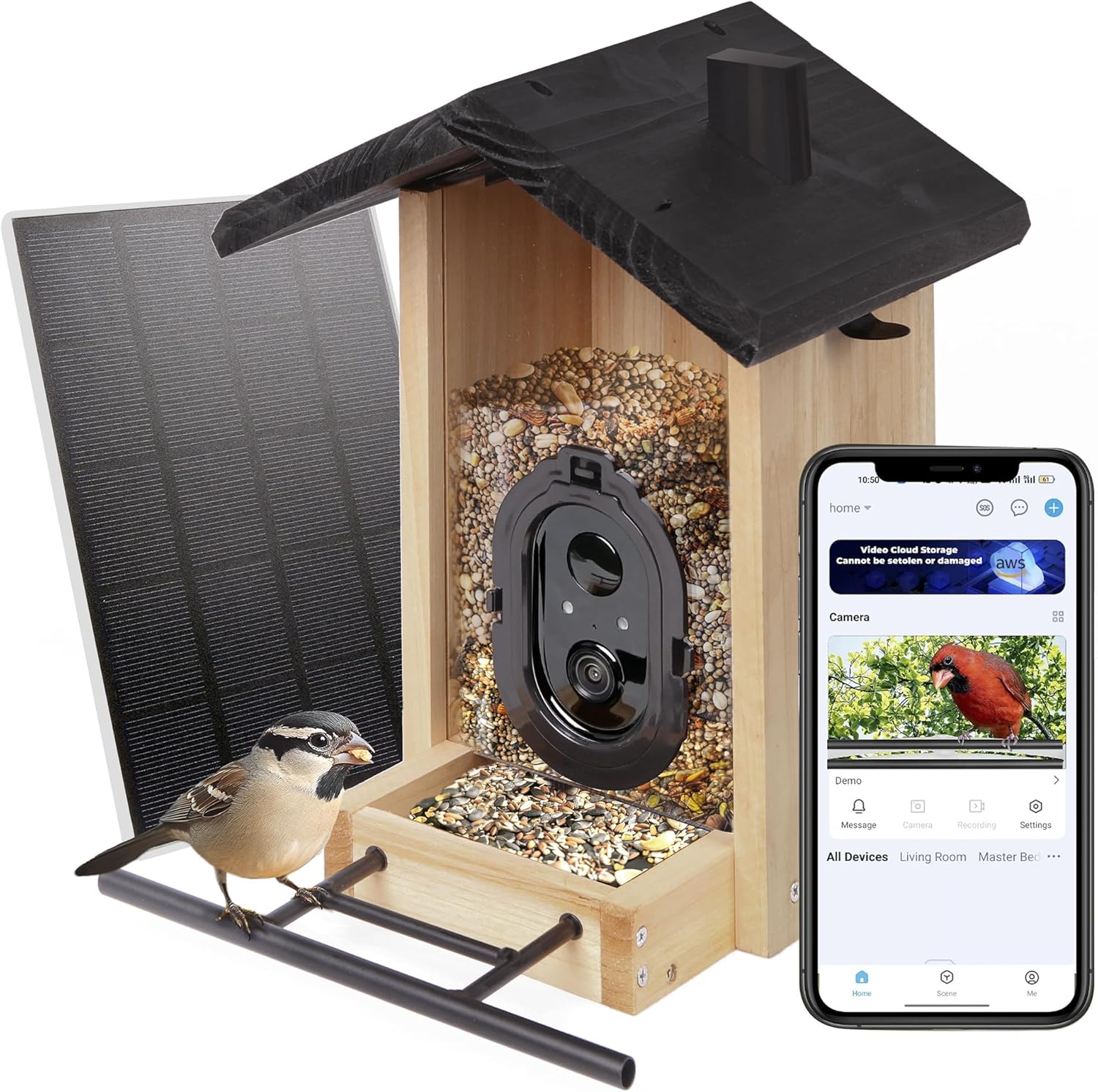 Origem Smart Bird Feeder with Camera, Auto Capture Each Bird Come for Beautiful Close-Up Shots,No Charge 30-Day Retention Cloud Storage, Ideal Present for Bird Lover, Backyard Bird Watching