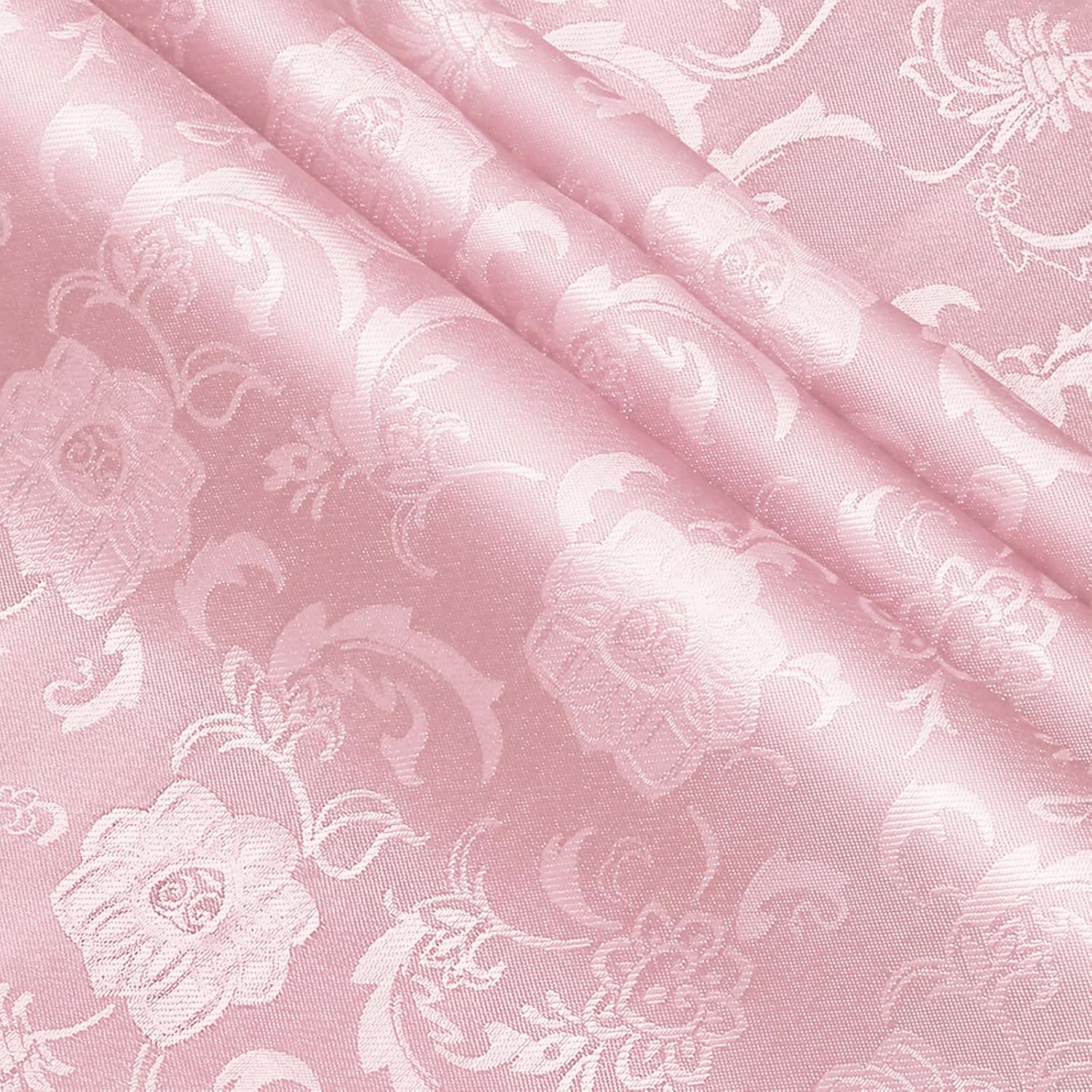 KKJIAF Light Pink Satin Jacquard Fabric 2 Yard, 60 Inch Wide Shiny Cloth Fabric, Sunflower Pattern Silky Brocade Fabric for Tablecloth, Table Runner, Napkins, Dress, Bedding Sheet, DIY Crafts