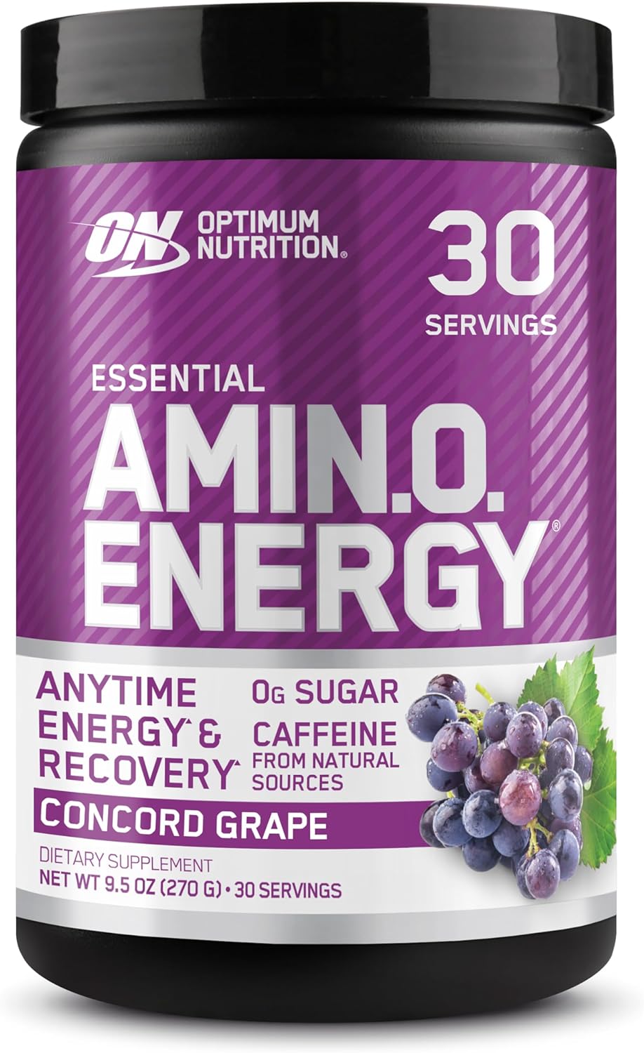 Optimum Nutrition Amino Energy – Pre Workout with Green Tea, BCAA, Amino Acids, Keto Friendly, Green Coffee Extract, Energy Powder – Concord Grape, 30 Servings