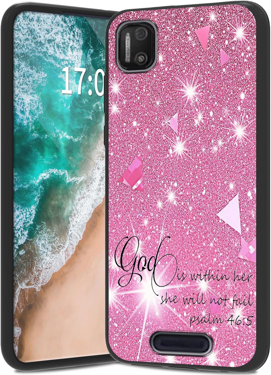 for Cloud Mobile Stratus C7 Case, Stratus C7 Phone Case, Flexible Soft TPU Scratch Resistant Non-Slip Shock Absorption Silicone Slim Back Case for Cloud Stratus C7-Pink Glitter