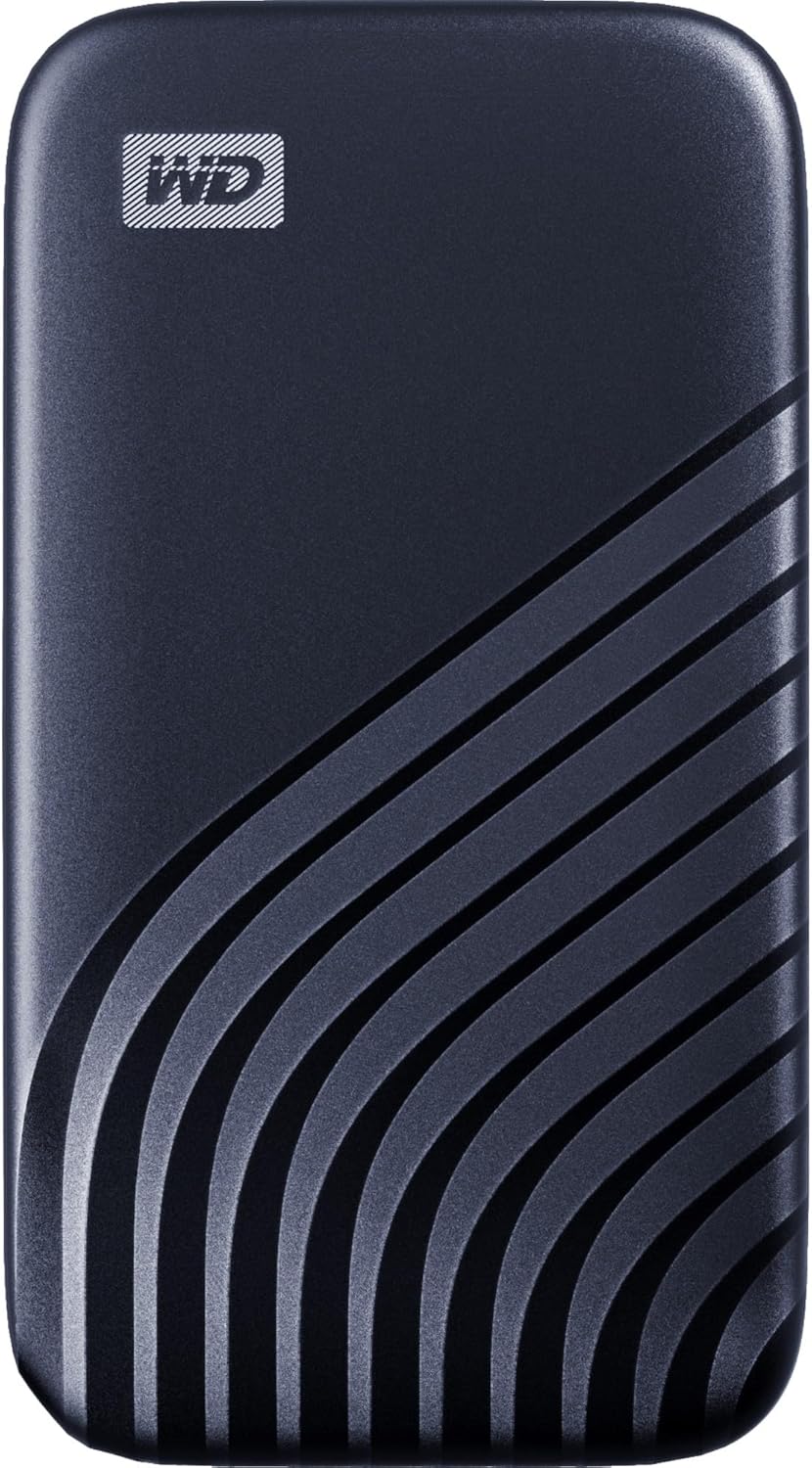 WD 1TB My Passport Portable SSD, External NVMe Solid State Drive, USB-C, up to 1050 MB/s, Works with PC, Xbox and PlayStation, 2-Meters Drop Resistance, Midnight Blue