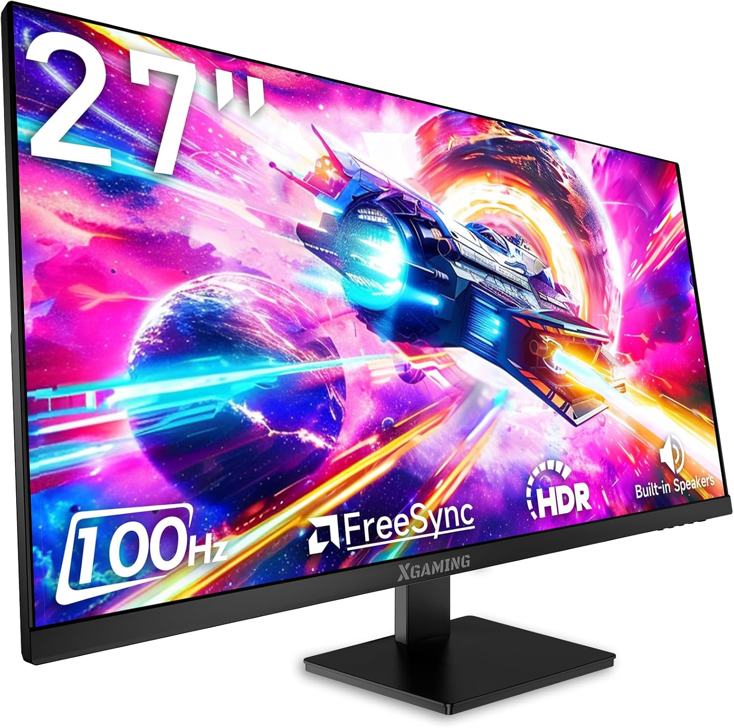 memzuoix 27 Inch Computer Monitor 100Hz FHD,1920 x 1080P Gaming Monitor with HDMI VGA Display Ports,3ms Response,Dual Speakers,FreeSync,100×100mm VESA Mount,IPS Screen for Gaming Home Office