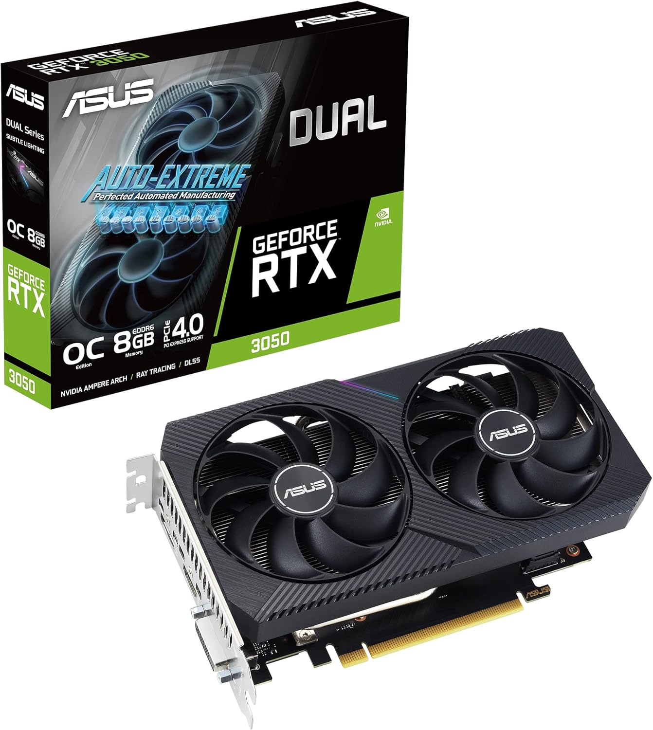 ASUS GeForce RTX 3050 DUAL-RTX3050-O8G-V2 8GB GDDR6 128bit 1852MHz OC DVI HDMI DP RGB Graphics Card