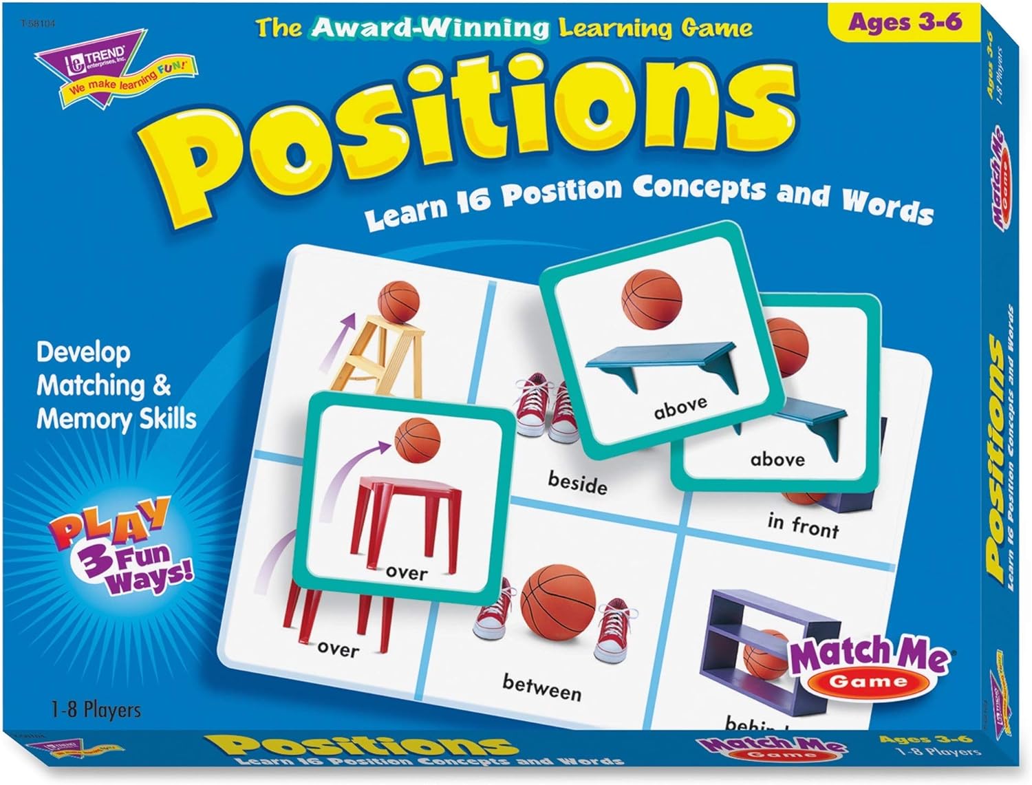 Trend Enterprises: Match Me Game–Positions, Learn 16 Position Concepts and Words, Develop Matching and Memory Skills, Play 3 Different Fun Ways, Ages 3 and Up