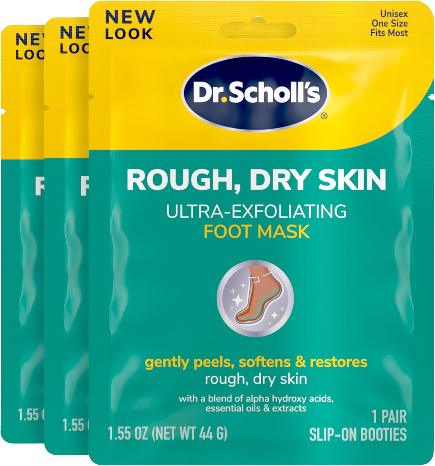 Dr. Scholl’s Rough, Dry Skin Ultra Exfoliating Foot Peeling Mask, 3 Pairs Moisturizing Socks Gently Peels and Softens, with Urea, Dry Skin Callus Remover for Feet