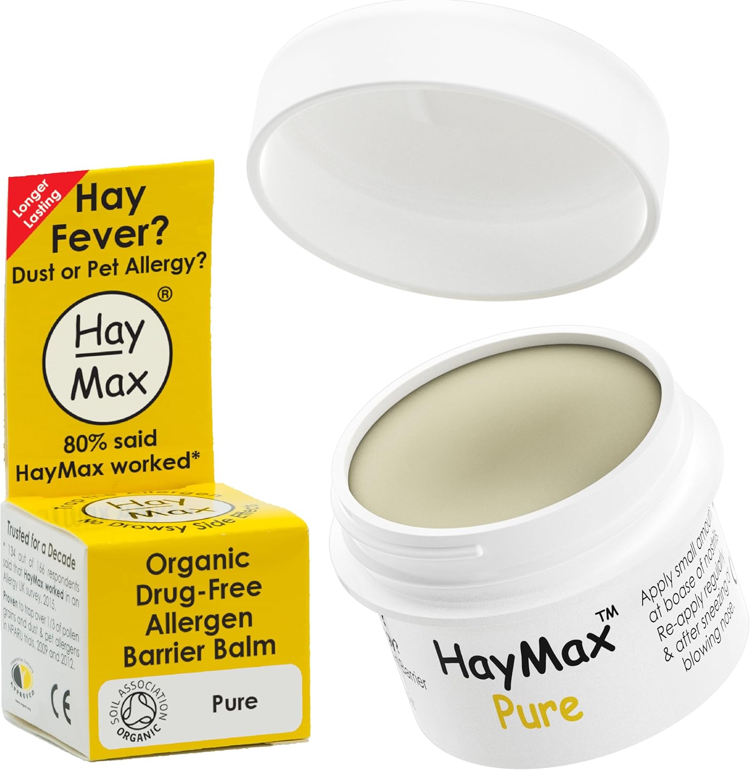 HayMax Allergen Barrier Balm, Pure 0.17 fl oz (5ml), Organic, Natural, Non-Drowsy Allergy Relief – Traps Pollen, Dust & Allergens – Hay Fever Relief, Cedar Fever Allergy Relief, Ragweed Allergy Relief