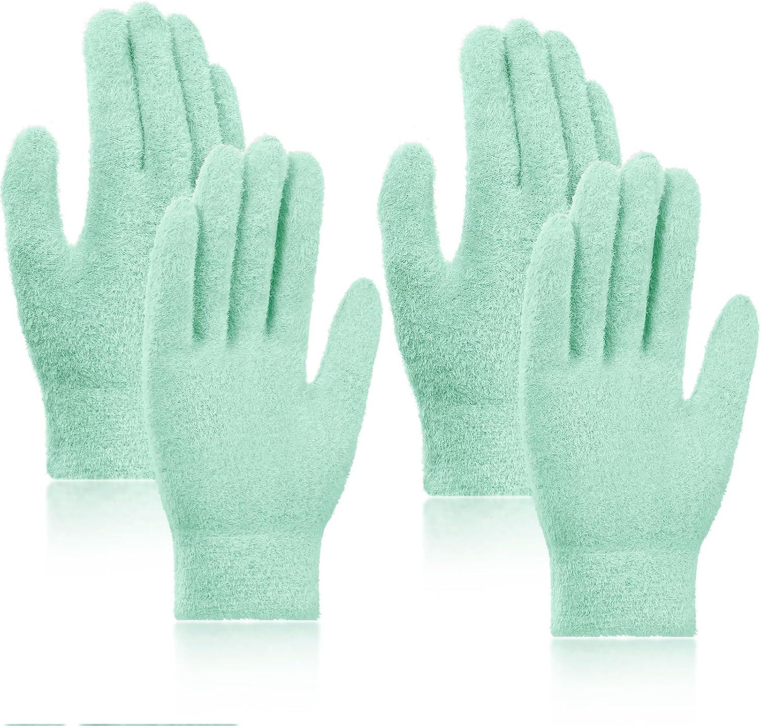 Chuarry 2 Pairs Dry Hand Healing Moisturizing Gloves Hydrating Cracked Hand Healing Gloves with Gel Lining Soft Spa Reusable Gel Gloves for Men Women Hands Softening Treatment Overnight (Green)