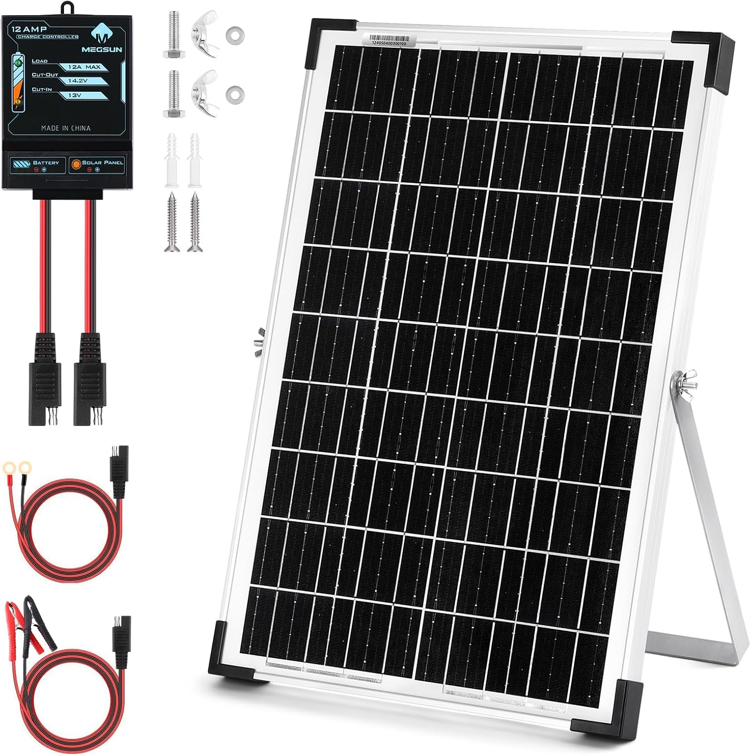 30W Solar Panel Battery Trickle Charger & Maintainer with 12A Upgraded Solar Panel Controller, 12V Monocrystalline Waterproof Solar Trickle Charging Kit for Car RV Boat Motorcycle