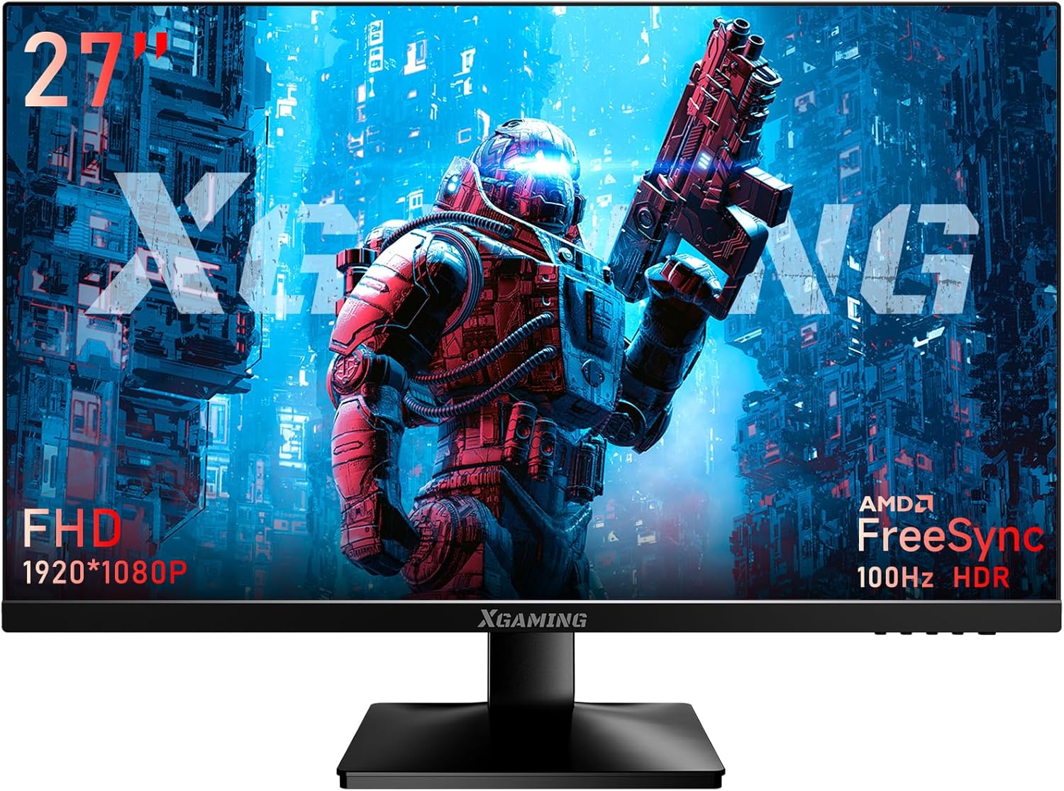 27 Inch Monitor 1080P 100Hz, FHD Frameless 16:9 Wide Computer Monitor, 99% sRGB, HDMI VGA Display, Built-in Speakers, Low Blue Light Screen for Gaming/Home Office, Supports VESA Mounted