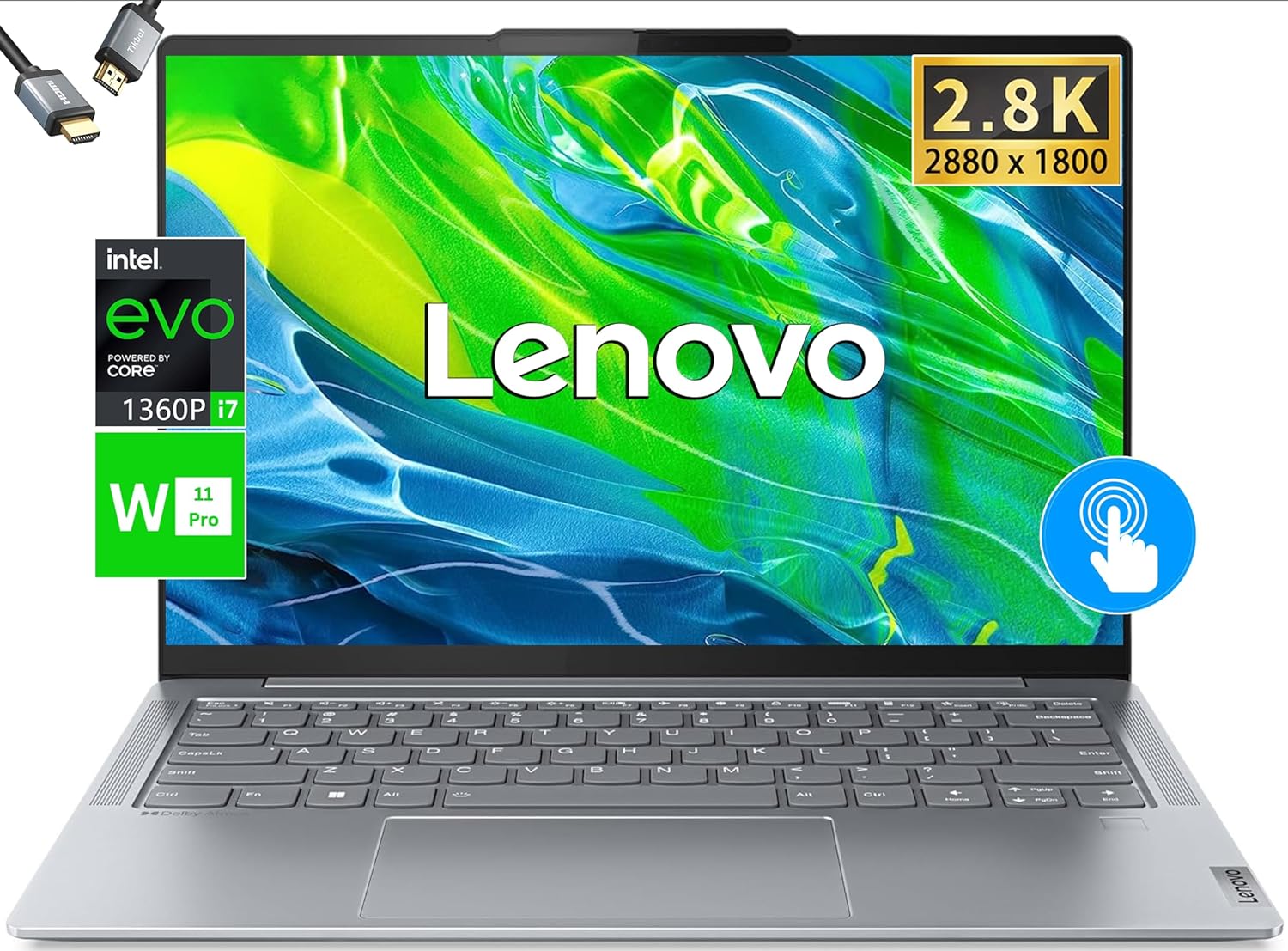 Lenovo Slim 7i 14″ 2.8K 120Hz 16:10 400Nits Touchscreen Thin & Light Laptop, Intel Evo Platform 12-Core i7-1360P Wi-Fi 6E, Backlit, Thunderbolt, Windows 11 Pro W/HDMI(16GB RAM | 1TB PCIe SSD)