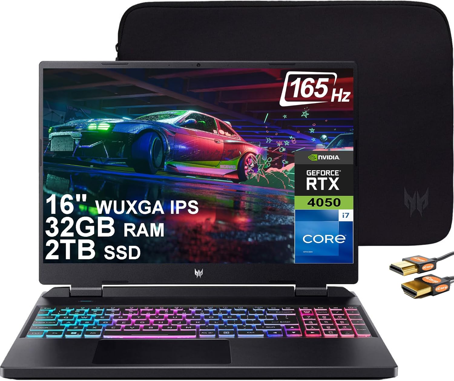 acer Predator Helios Neo 16 Gaming Laptop 16″ WUXGA 165Hz IPS Intel 16-Core i7-13700HX 32GB RAM 2TB SSD GeForce RTX 4050 6GB RGB Backlit Keyboard Thunderbolt 4 Killer AX1650 Win11 + HDMI Cable