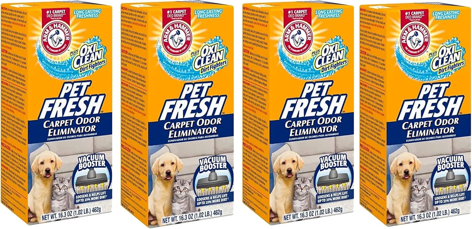 4 Pk, Arm & Hammer Pet Fresh Carpet Odor Eliminator Plus Oxi Clean Dirt Fighters