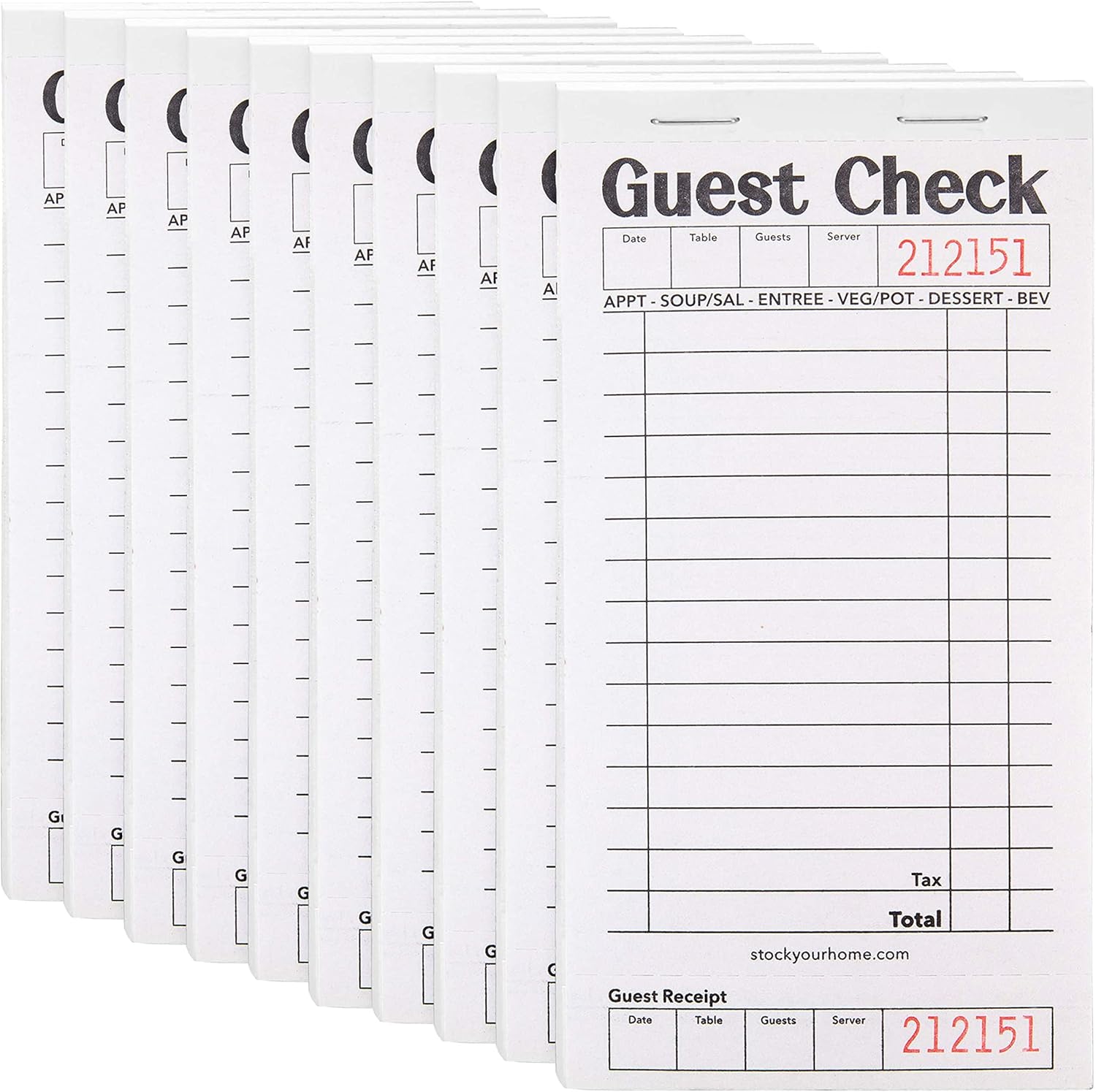 Stock Your Home Black+White Guest Check Books for Servers (10 Pack) Server Note Pads, Waiter Checkbook, Food Receipt Book, Restaurant Order Pad, Paper Checks, Waitress Accessories, 500 Total Tickets