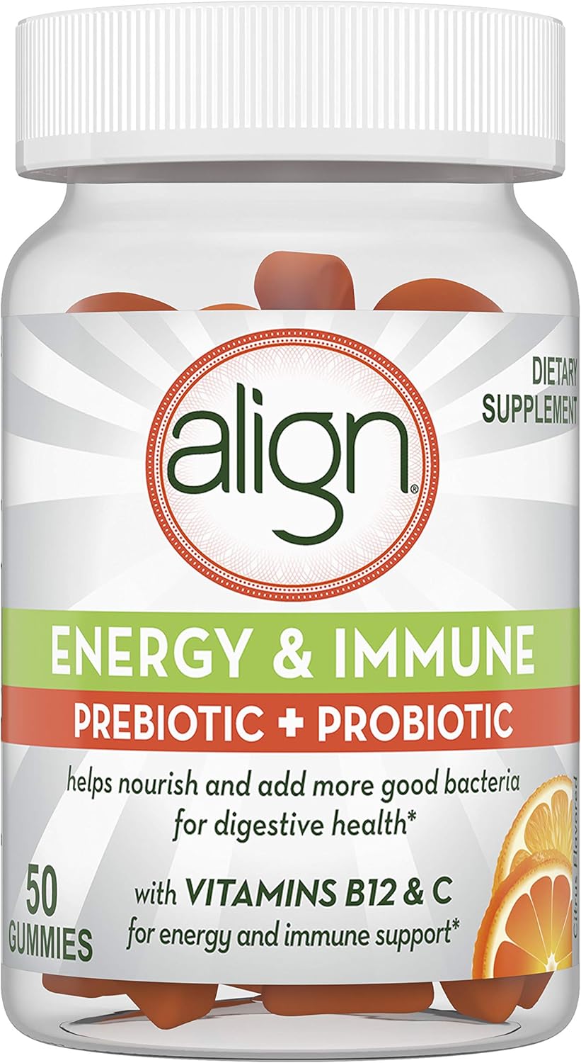 Align Probiotic, Gut Health & Immunity Support, Probiotic for Women and Men, #1 Doctor Recommended Brand, Vitamin C and B12 for Immune Support & Energy, Citrus Flavor, 50 Gummies