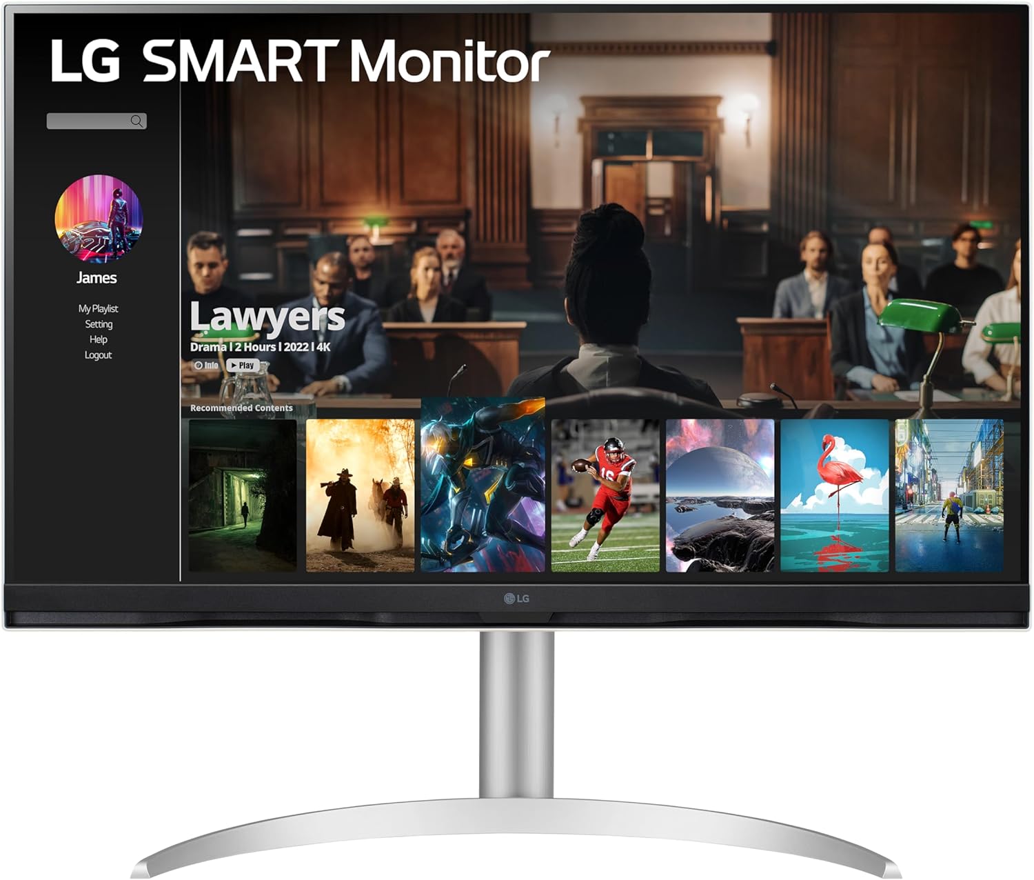 LG Smart Monitor (32SQ730S) – 32-Inch 4K UHD(3840×2160) Display, webOS Smart Monitor, ThinQ Home, Magic Remote, USB Type-C, 2x5W Stereo Speakers, AirPlay 2, Screen Share, Bluetooth,Silver