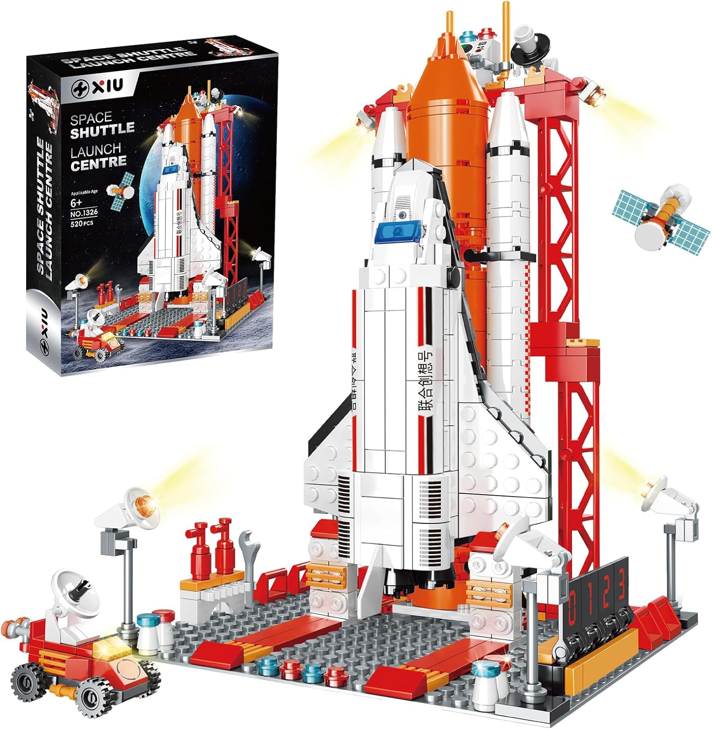 XIU Space Exploration Shuttle Building Sets Toys for Boys Ages 6-12,Space Shuttle Toys Building Kit with Astronaut and Spacecraft andmoon Buggy,Space Educational Toy for Kids 6 8 10 12 (520pcs)