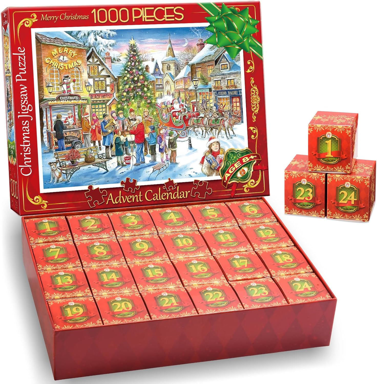 Advent Calendar 2024 Christmas Jigsaw Puzzles,24 Days Surprise Christmas Countdown Calendars,1000 pieces Jigsaw Puzzles for Adult Families,Great Stocking Stuffer Christmas Gifts Puzzle Home Decoration