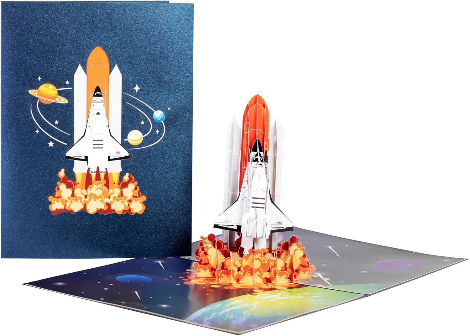 iGifts And Cards – Space Shuttle Launch 3D Pop Up Greeting Card – 6″ x 8″ with Notecard – Cosmic Exploration, NASA Inspired, Future Astronaut, Mysterious Galaxy – Science & Space Lovers Gift