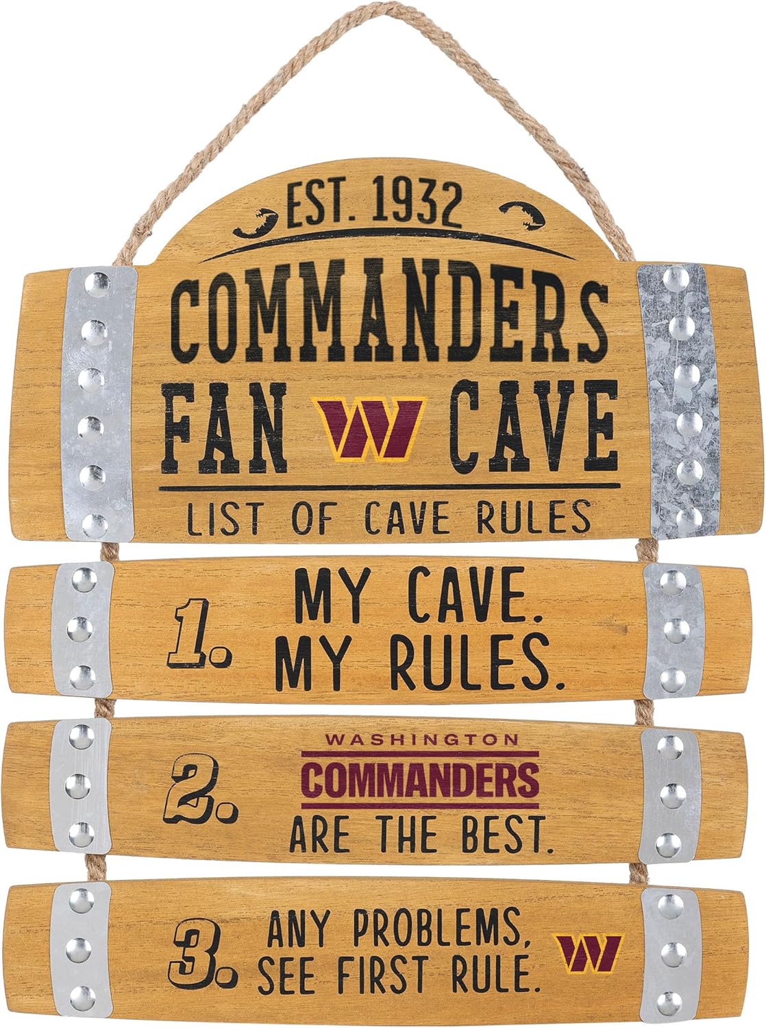 FOCO NFL Team Logo Barrel Slat Mancave Hanging Wall Sign