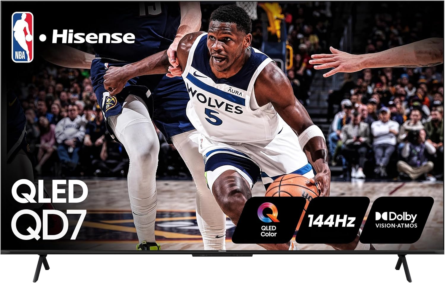 Hisense 75-Inch Class QD7 Series QLED 4K UHD Google Smart TV (75QD7N, 2024 Model) – QLED, Native 144Hz, Motion Rate 240, Direct Full Array, Game Mode Pro, Alexa Compatibility