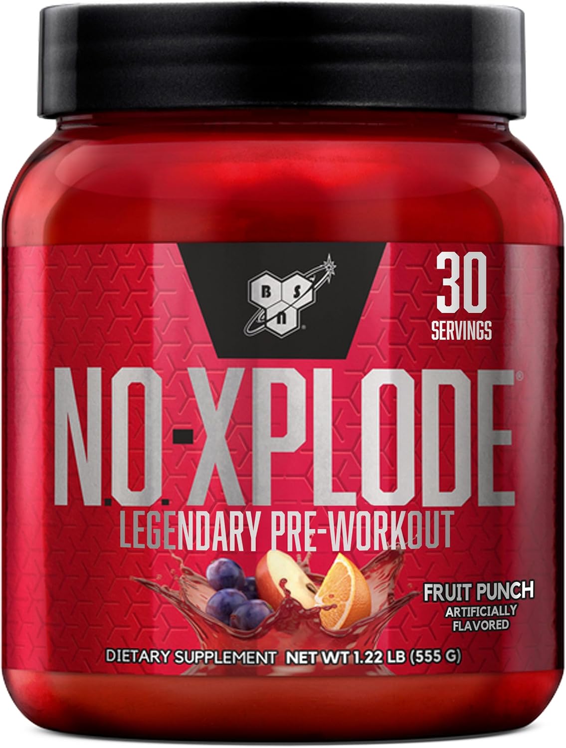 BSN N.O.-XPLODE Pre Workout Powder, Energy Supplement for Men and Women with Creatine and Beta-Alanine, Flavor: Fruit Punch, 30 Servings