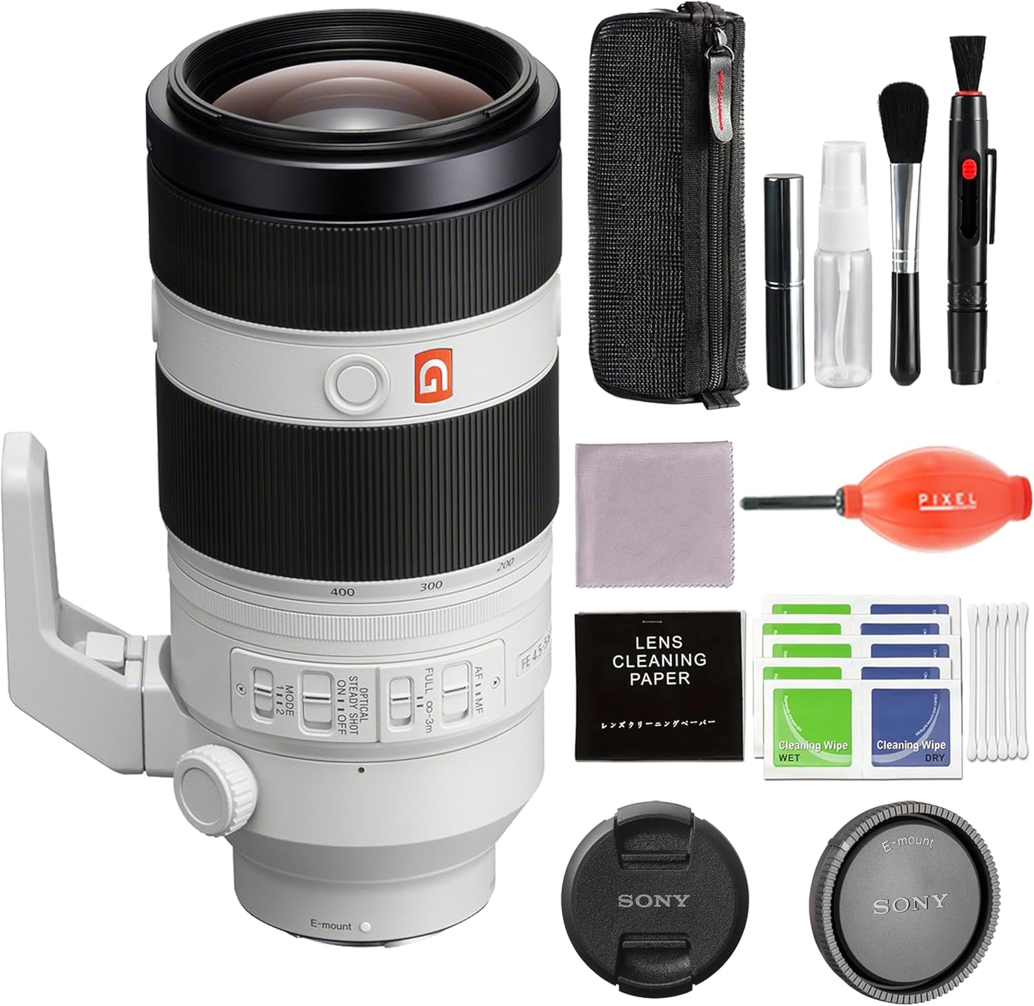 Sony FE 100-400mm F4.55.6 GM OSS (SEL100400GM) Camera Lens Bundle with Pixel Advanced Accessories Blower, Cleaning Kit | Sony 100-400mm