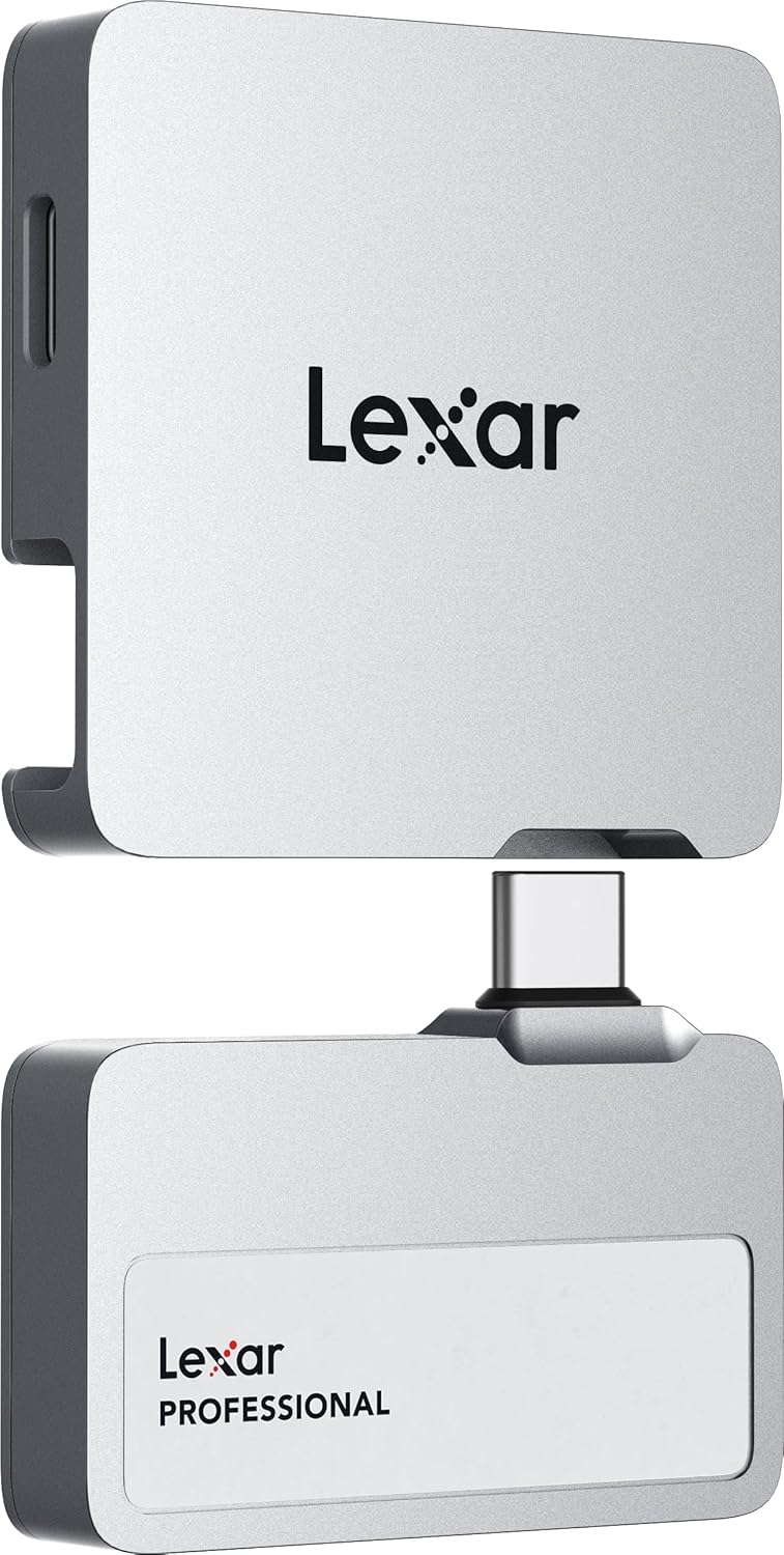 Lexar 2TB Professional Go Portable SSD w/Hub, Supports Apple 4K 60fps ProRes, Up to 1050MB/s, USB 3.2 Gen 2, Rugged, IP65, Ultracompact, Compatible w/iPhone 15/16, External SSD (LSL400S002T-RNSNU)