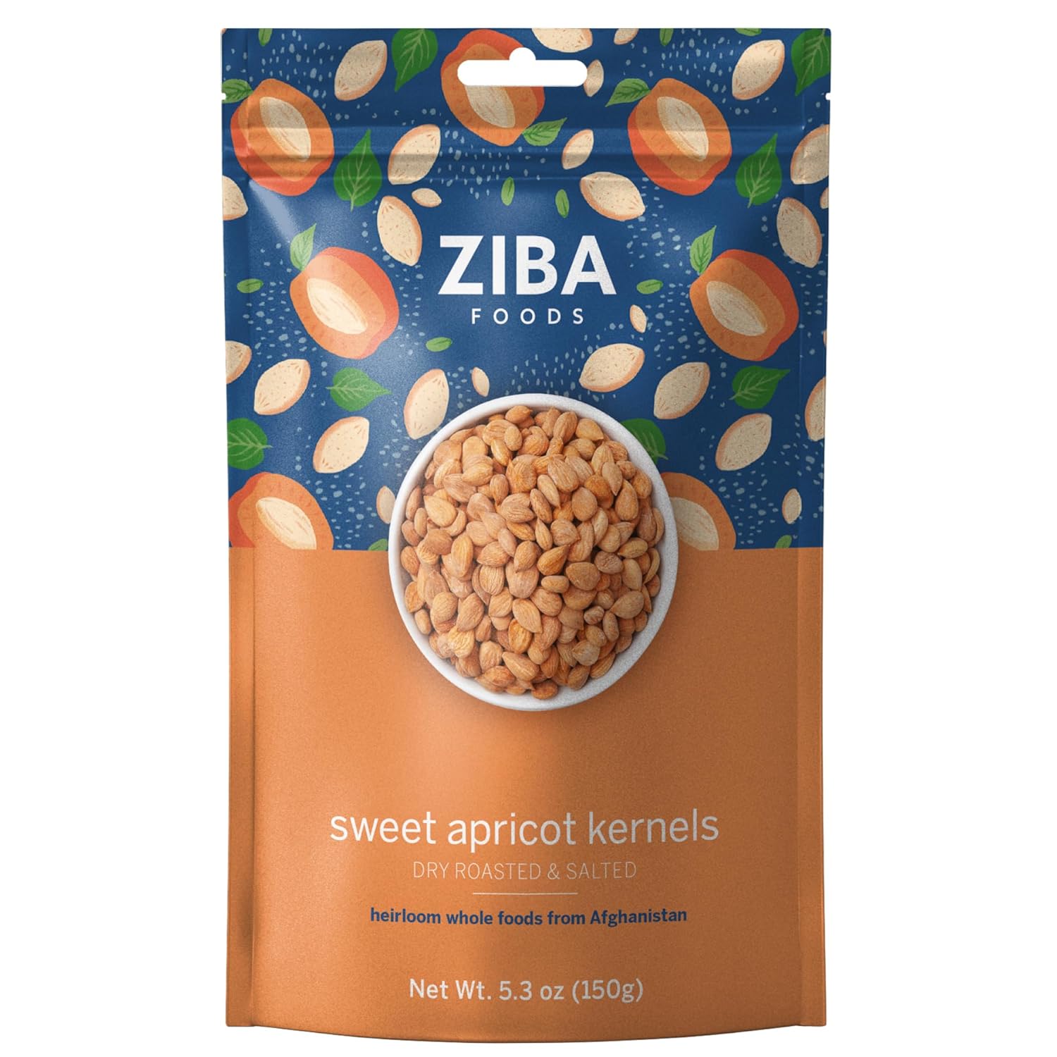 Ziba Foods Sweet Apricot Kernels | 5.3 oz | Non-GMO & Vegan Dried Apricot Seeds Whole 30 Friendly & Keto, Paleo, Dry Roasted Superseed | Wild Grown Apricot Kernel High In Protein and Omega 3s