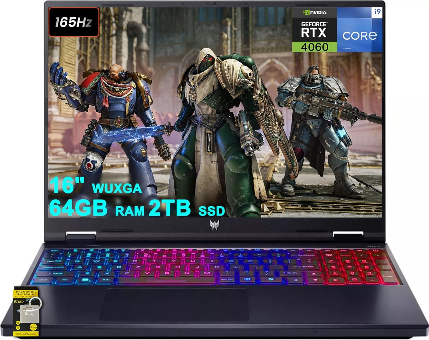 acer Predator Helios Neo 16 Gaming Laptop 16″ WUXGA IPS 165Hz (100% sRGB) Intel 24-Core i9-14900HX 64GB RAM 2TB SSD GeForce RTX 4060 8GB RGB Backlit Killer AX1675i Win11 w/ICP Accessory