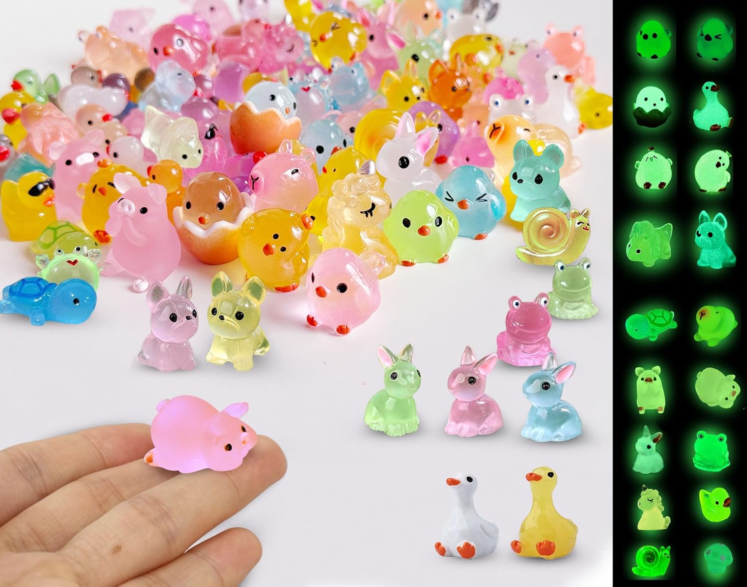 Tiny Resin Animals to Hide 100 Pcs Mini Resin Animals Bulk for Miniature Fairy Garden Accessories Micro Landscape Aquarium Potted Decoration