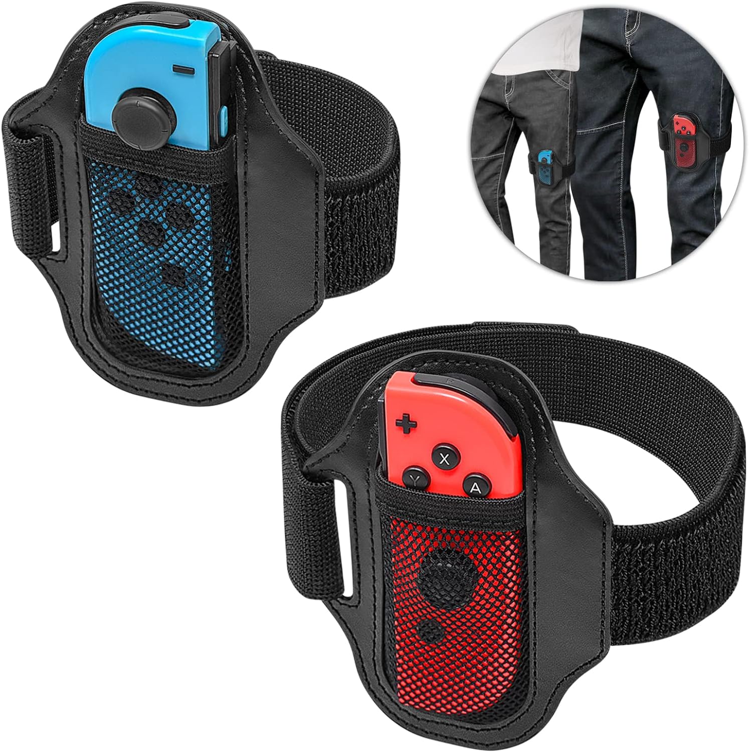 [2 Pack] Leg Strap for Nintendo Switch Sports Play Soccer/Switch Ring Fit Adventure, for Joy Cons Switch OLED Model Controller Game Accessories,Adjustable Elastic Strap,Two Size for Adults & Children