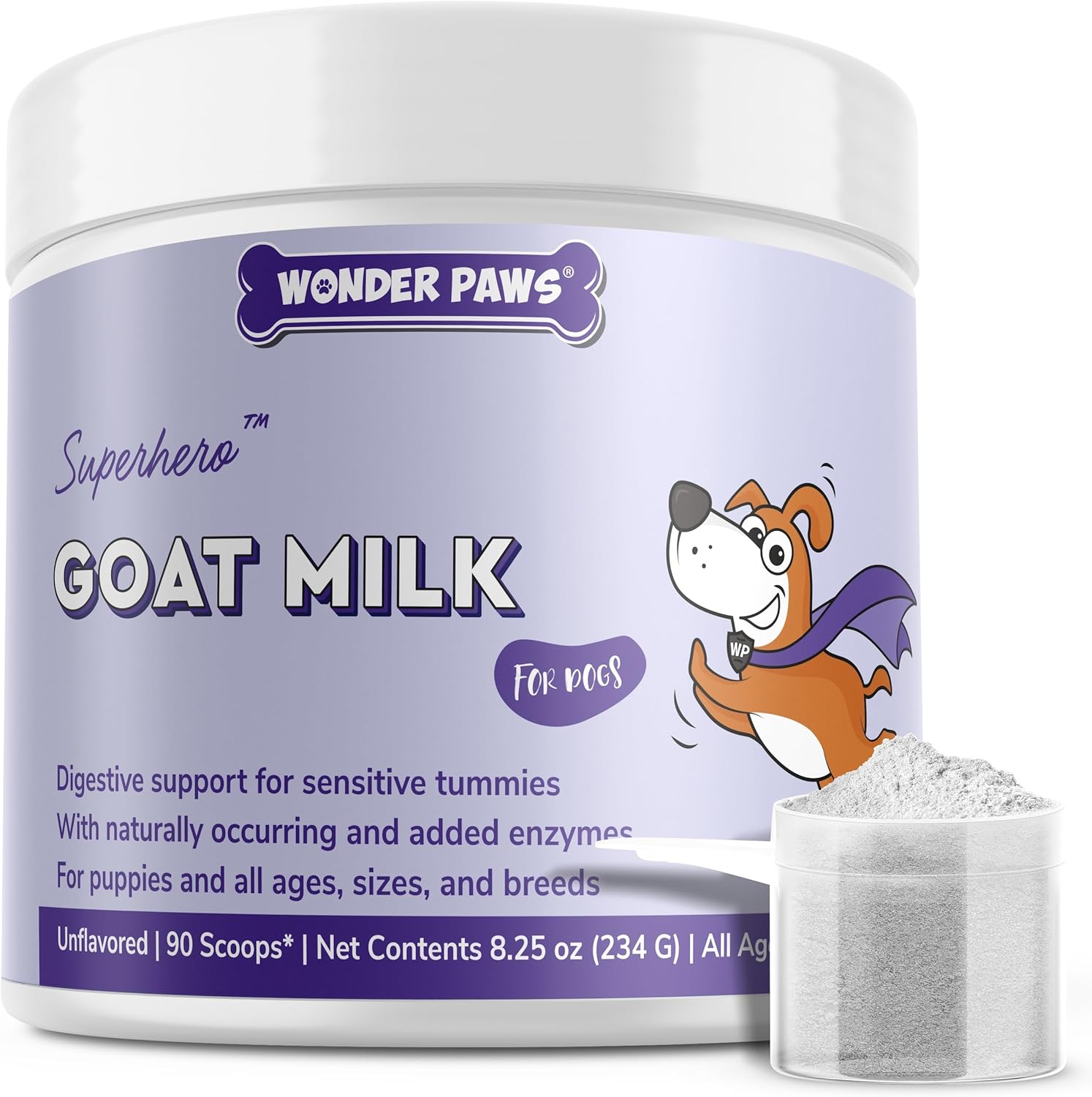 Premium Goat Milk Powder for Dogs –- Goat Milk for Dogs to Support Digestion, Immune Health & Allergies – Goat’s Milk with Probiotics for Dogs of All Ages, Sizes & Breeds – 8.25 oz