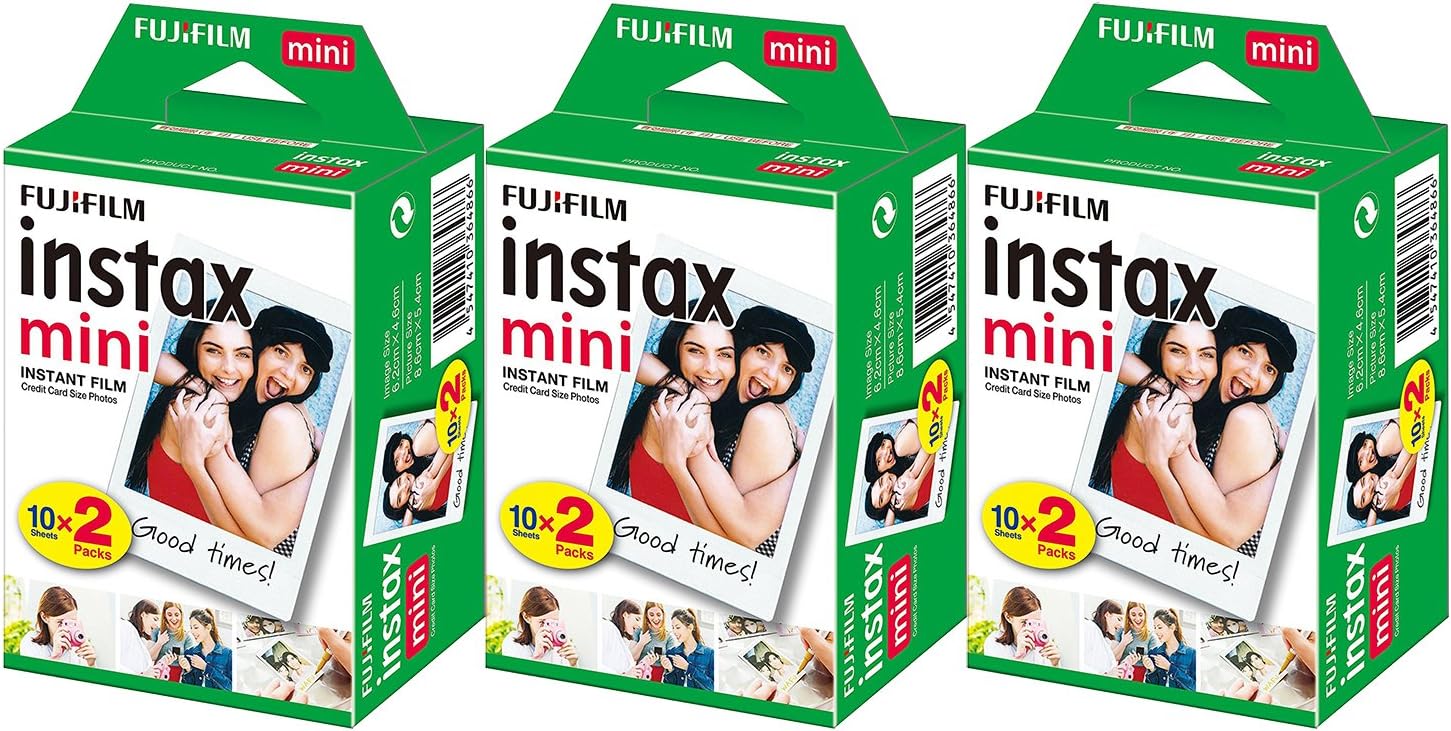 Fujifilm Instax Mini Instant Daylight Film ISO 800, 3 x Twin Packs, (60 Exposures)