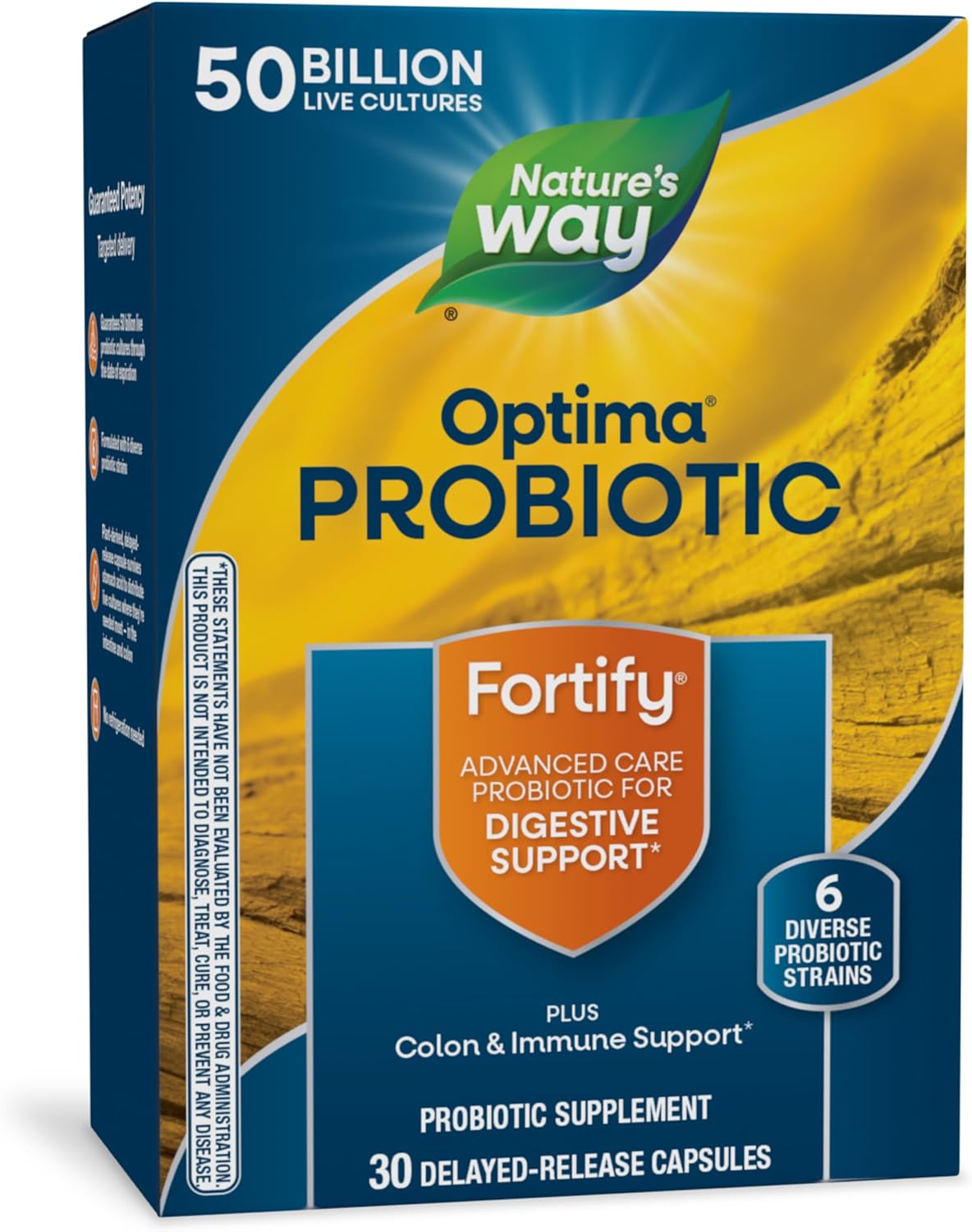 Nature’s Way Fortify Optima Probiotic for Men and Women, 50 Billion Live Cultures, 6 Strains, Supports Digestive and Immune Health*, 30 Capsules (Packaging May Vary)