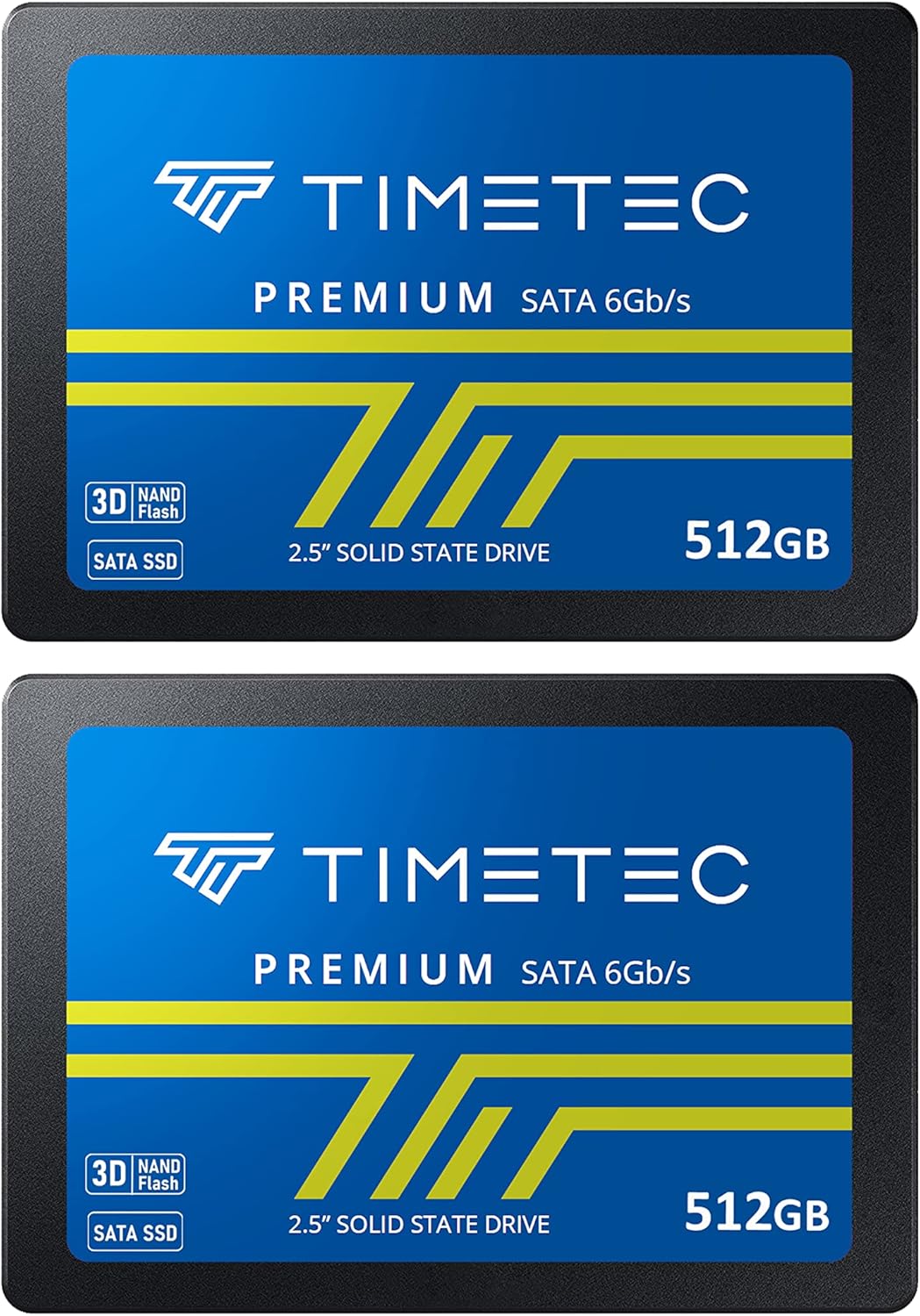 Timetec 512GBx2 (2 Pack) SSD 3D NAND SATA III 6Gb/s 2.5 Inch 7mm (0.28″) Read Speed Up to 550 MB/s SLC Cache Performance Boost Internal Solid State Drive for PC Computer Desktop and Laptop