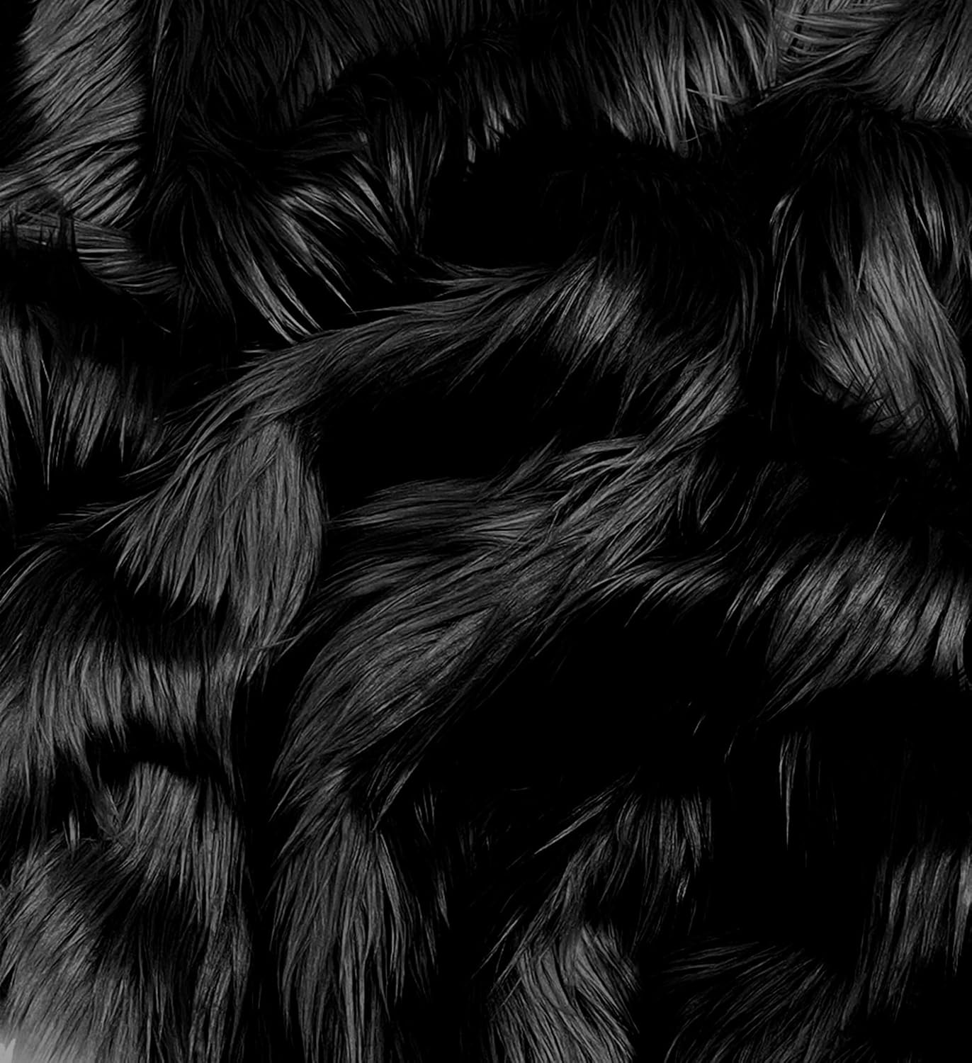 EOVEA Shaggy Faux Fur Fabric by The Yard – 36″ X 60″ Inch Wide – Fluffy Fur Fabric- Plush Furry Materials – Fuzzy Craft Supply for DIY, Halloween, Upholstery, Costume, Sewing(Black, One Yard)