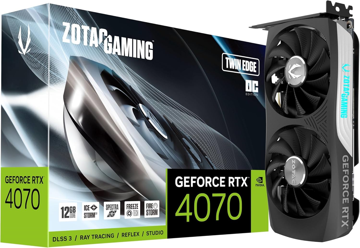 ZOTAC Gaming GeForce RTX 4070 Twin Edge OC GDDR6 DLSS 3 12GB GDDR6 192-bit 20 Gbps PCIE 4.0 Compact SFF Gaming Graphics Card, IceStorm 2.0 Advanced Cooling, Spectra RGB Lighting, ZT-D40740H-10M