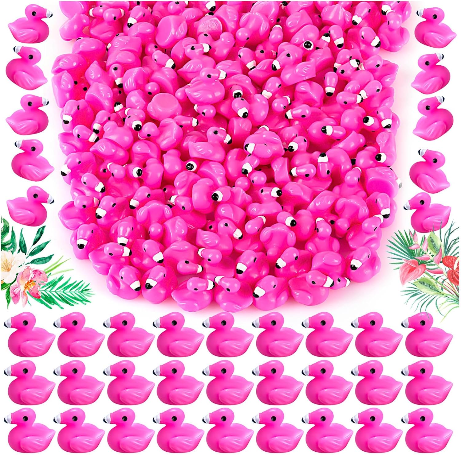 100Pcs Mini Resin Flamingo Ducks, Flamingo Tiny Ducks, Cute Flamingo Figurines for Cake Topper Garden Dollhouse Landscape Aquarium Ornaments DIY Crafts