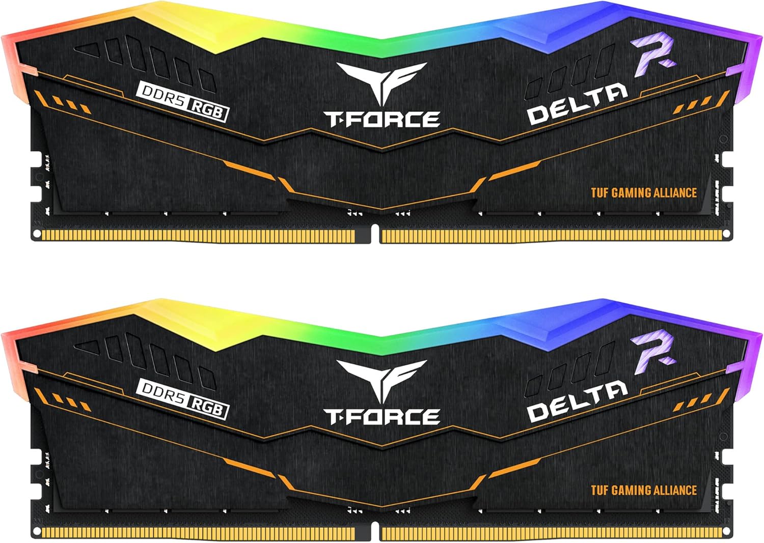 TEAMGROUP T-Force Delta TUF Gaming Alliance RGB DDR5 Ram 32GB (2x16GB) 6400MHz PC5-51200 CL40 Intel XMP 3.0 & AMD Expo Compatible Desktop Memory Module Ram Black FF5D532G6400HC40BDC01