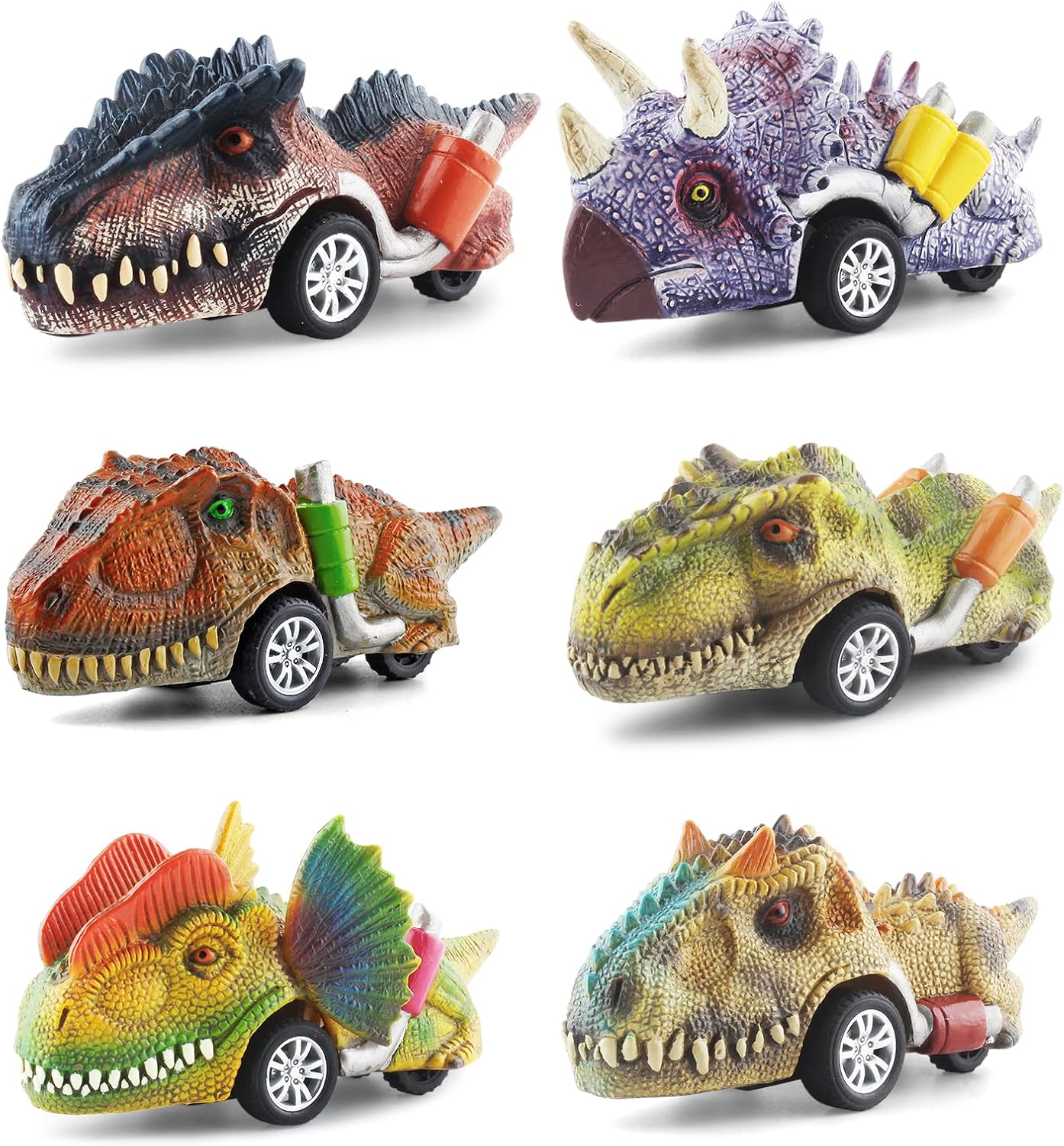 DINOBROS Dinosaur Toys for Kids 3-5, Pull Back Dinosaur Cars for 3 4 5 6 7 Year Old Boys Girls 6 Pack Dino Toys Gifts for Toddlers