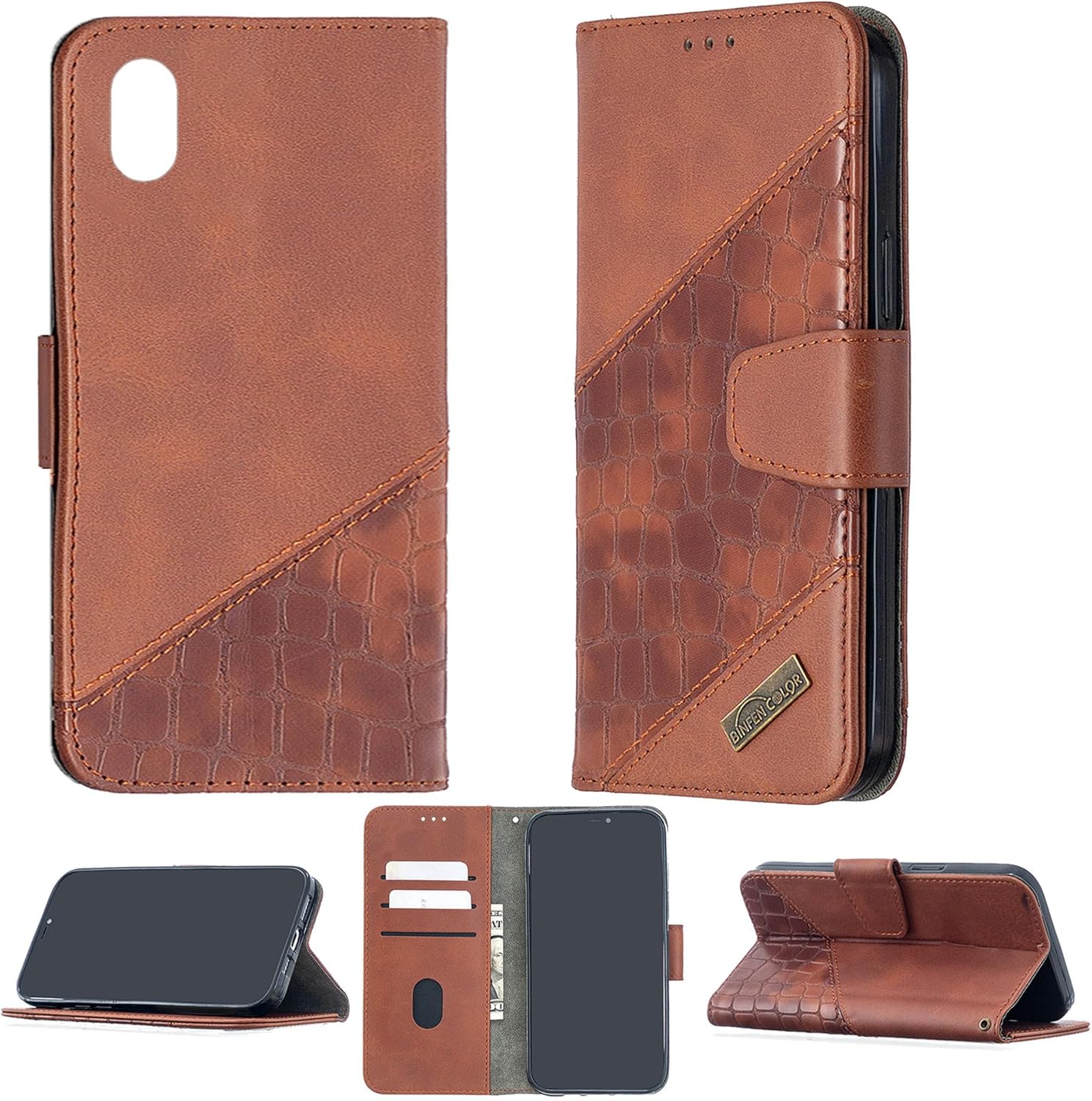 jioeuinly Case Compatible for Cloud Mobile Stratus C8 Phone Case Cover Flip Stand Cover Stitching Style Wallet Case Brown