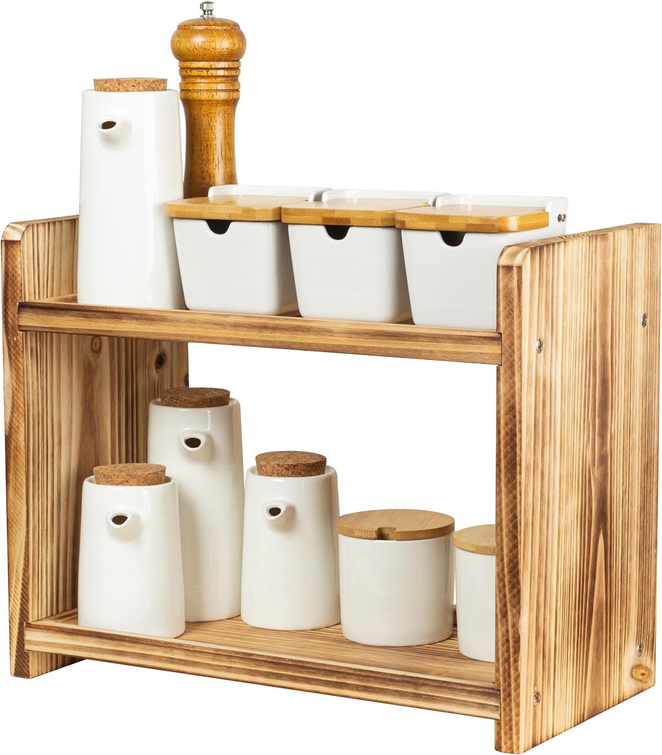 Large 2-Tier Wood Spice Rack, 15.7×7.9×12 a countertop Organizer for Kitchen and Bathroom Storage, Display of Cosmetics 2