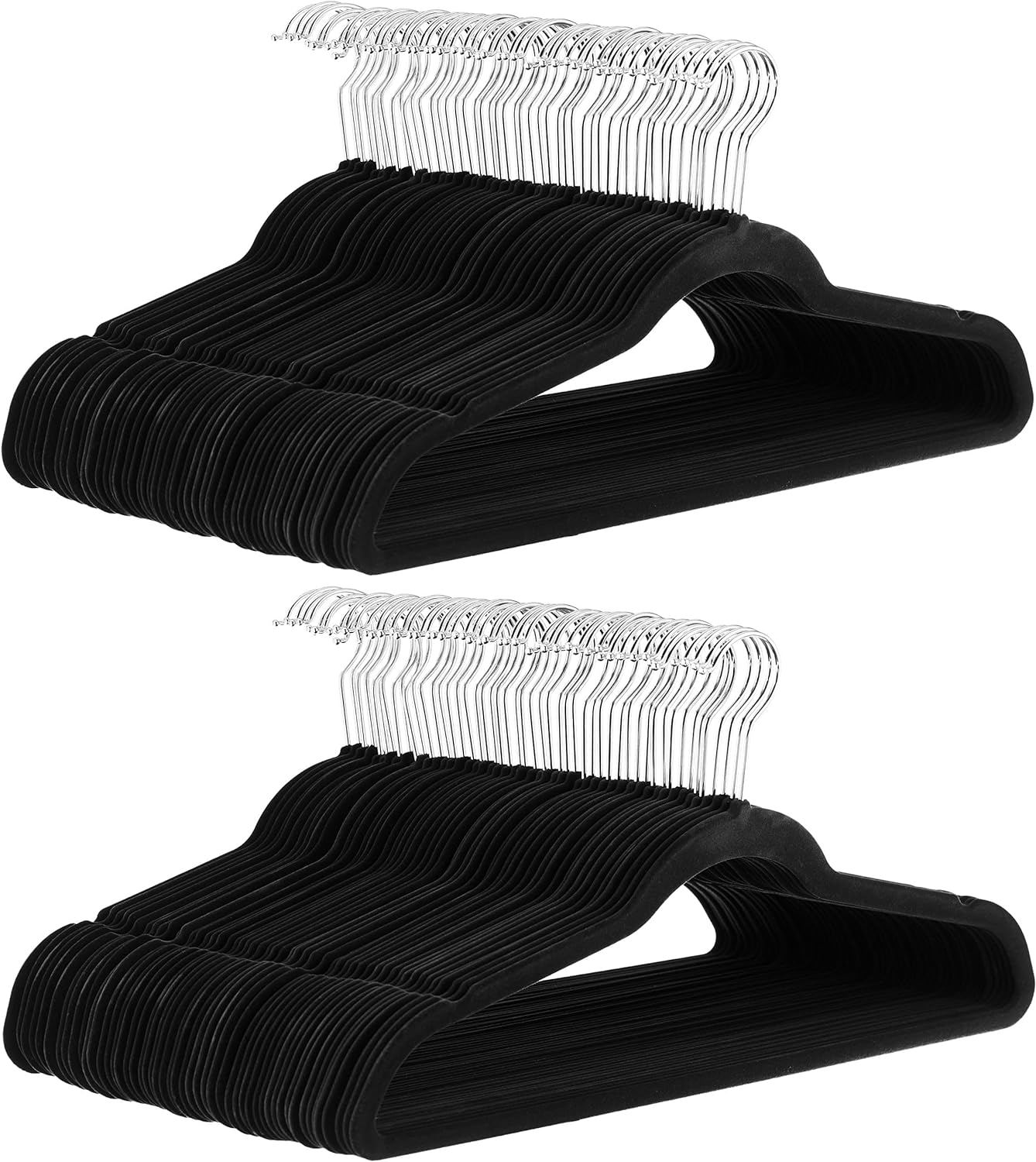 Amazon Basics Slim Velvet, Non-Slip Suit Clothes Hangers, Pack of 100, Black