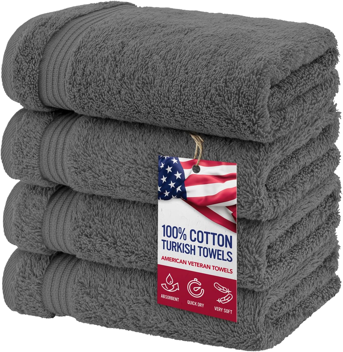 Hand Towels for Bathroom Set of 4, 100% Cotton Turkish Hand Towel Sets Clearance Prime, Soft Hand Face Towels, Dark Gray Hand Towels