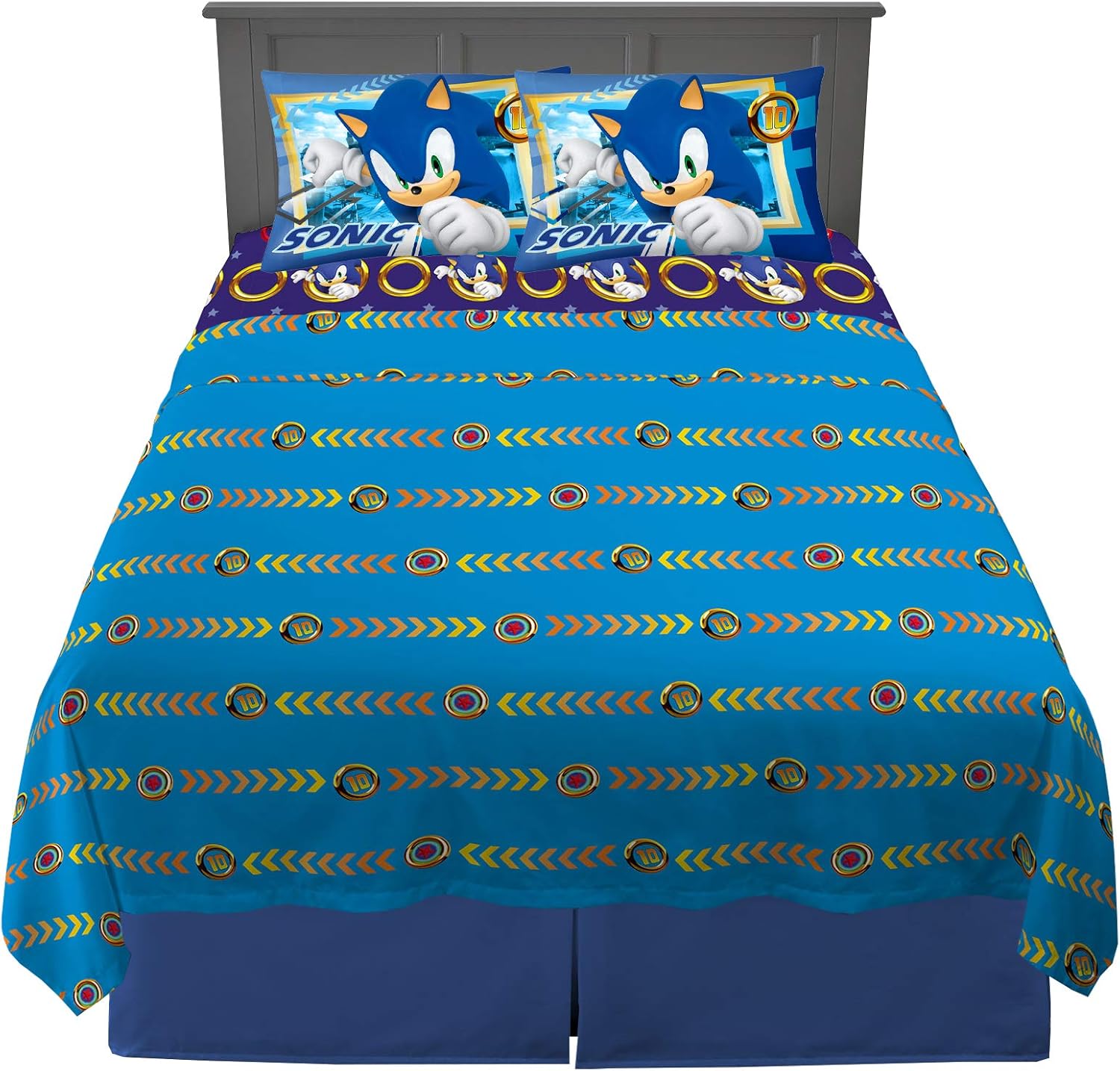 Franco Kids Bedding Super Soft Microfiber Sheet Set, Full, Sonic The Hedgehog, Anime